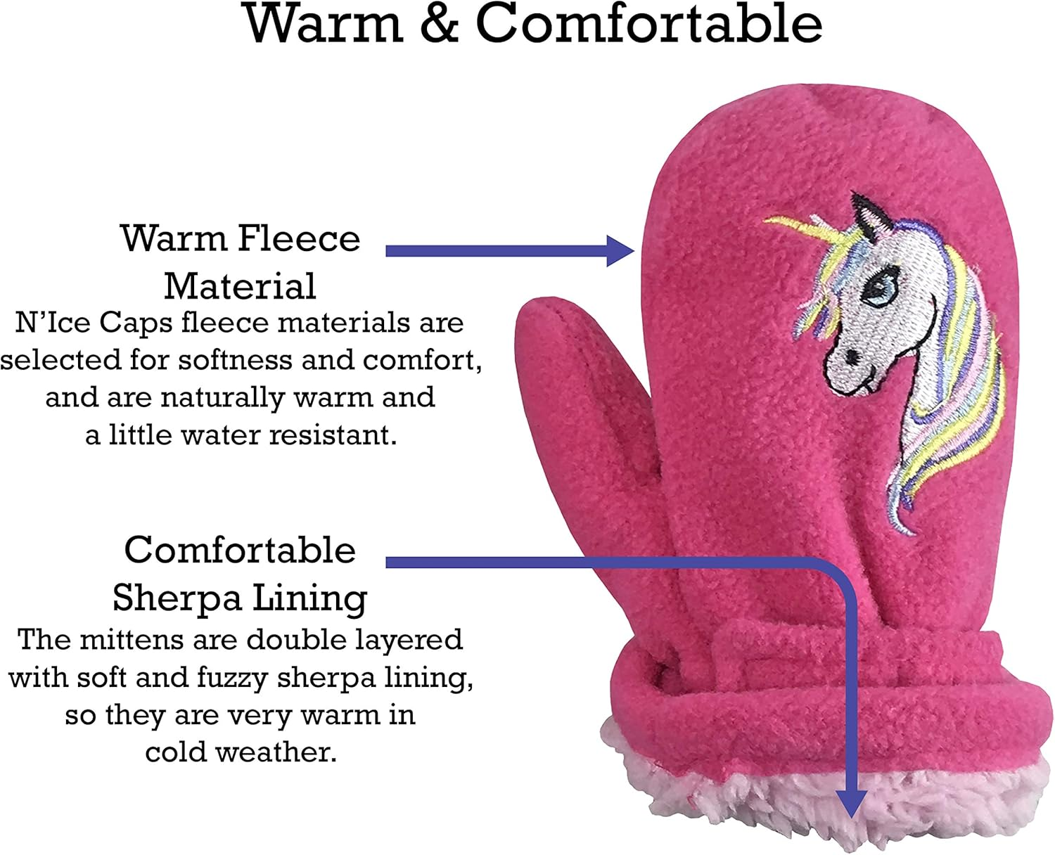 N'Ice Caps Little Kids and Baby Easy-On Sherpa Lined Fleece Mittens - 2 Pair Pack image number 4