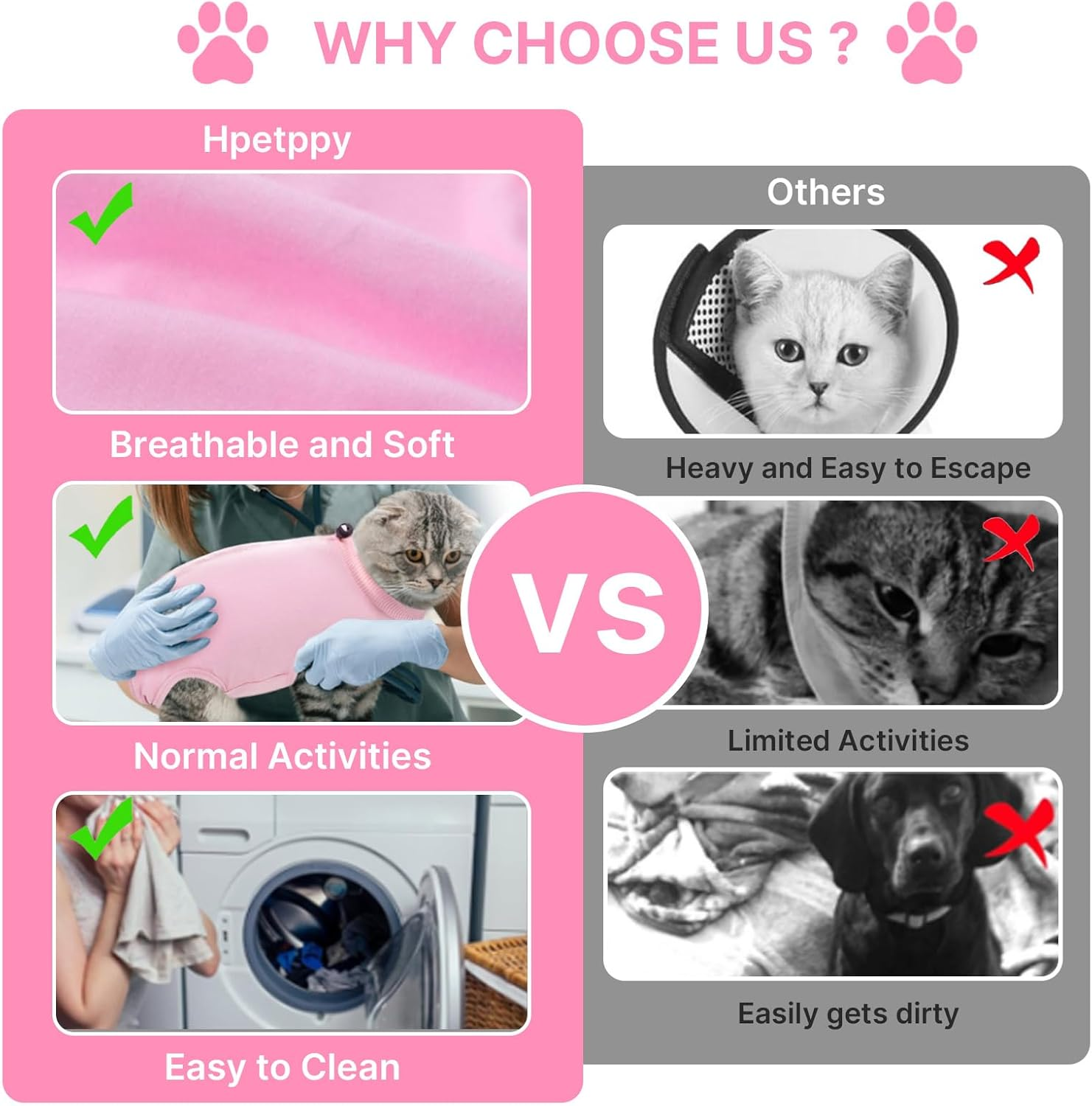 Velmoriah Cat Recovery Suit, Breathable Cat Onesie after Surgery Female for Abdominal Wounds or Skin Diseases, Kitten Surgery Recovery Suit for Cats anti Licking (Pink, S)