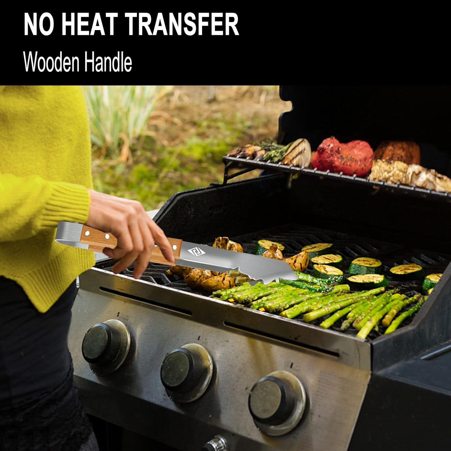 Funy BBQ Grill Tongs,Personalized Barbecue Accessories,17 Inch Long BBQ Tools,Metal Tongs with Wooden Handle,Surprise Gifts for Men image number 1