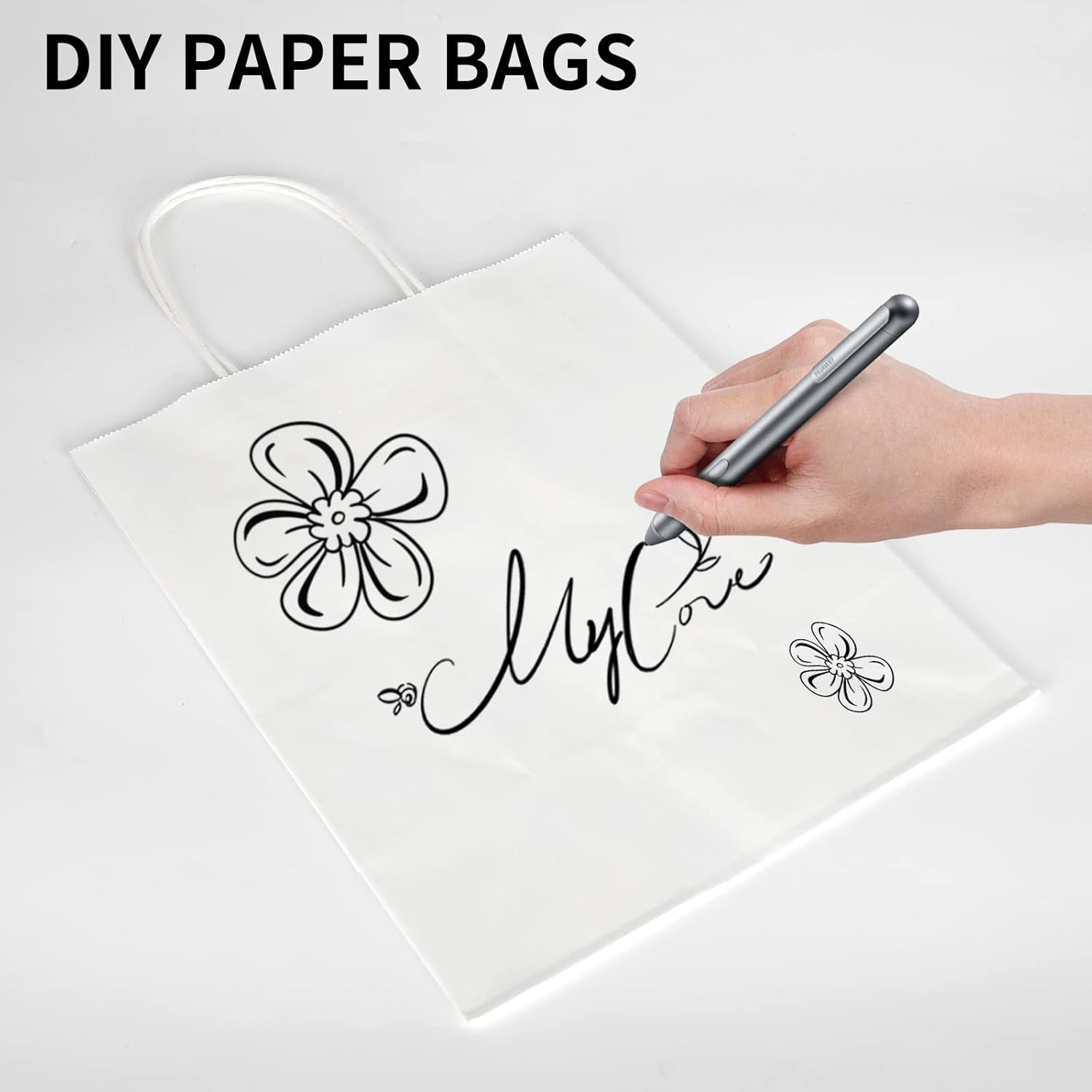 Toovip 100 Pack 8X4.75X10 Inch Medium White Kraft Paper Bags with Handles Bulk, Gift Wrap Bags for Favors Grocery Retail Party Birthday Shopping Business Goody Craft Merchandise Take Out Bags Sacks - Black image number 7