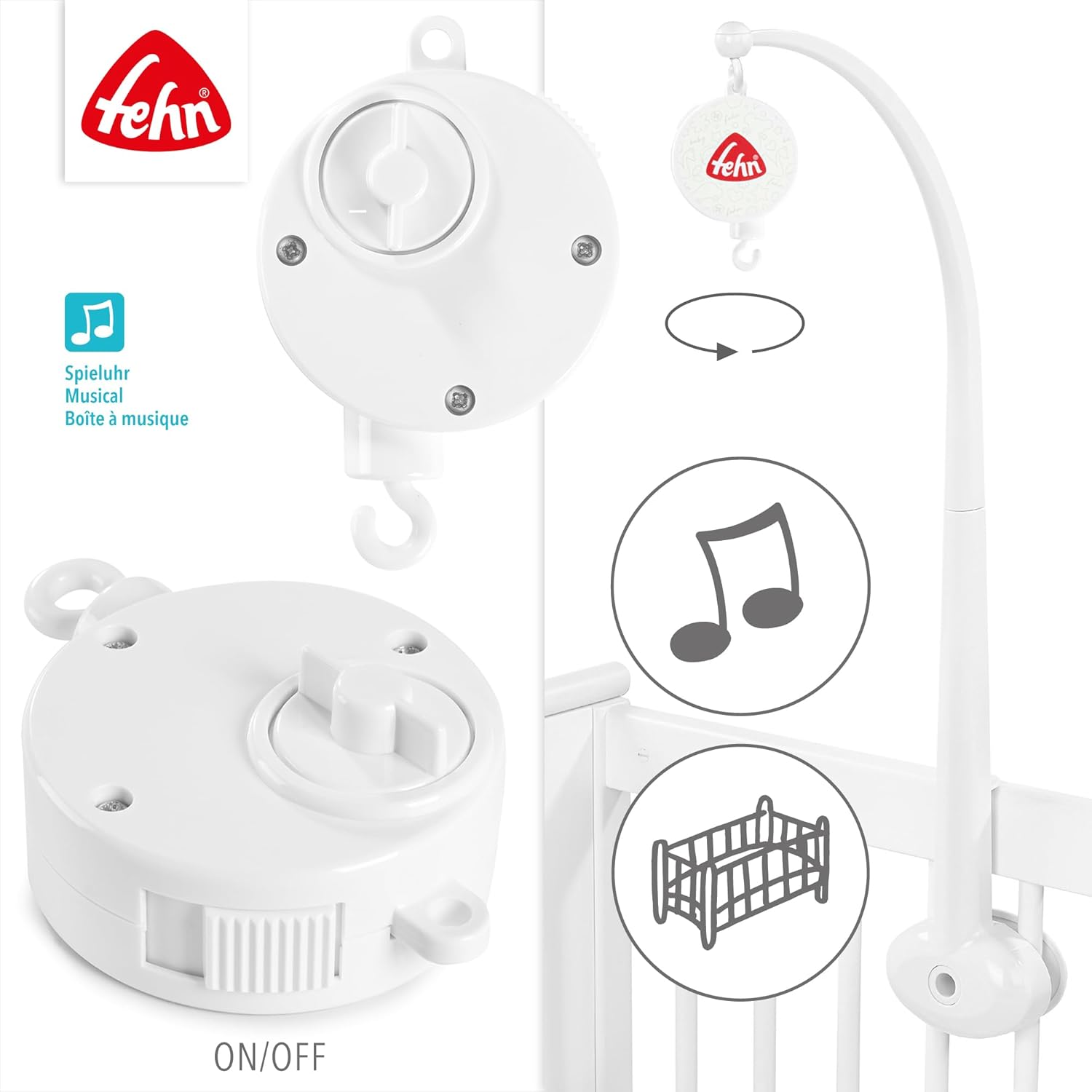 Fehn Mobile Musical Mechanism, Baby Sleep Aid Melody Good Evening, Good Night (Brahms Lullaby) - Baby Music Toy Suitable for All Fehn Music Mobiles - Music Toy for Babies and Toddlers image number 5