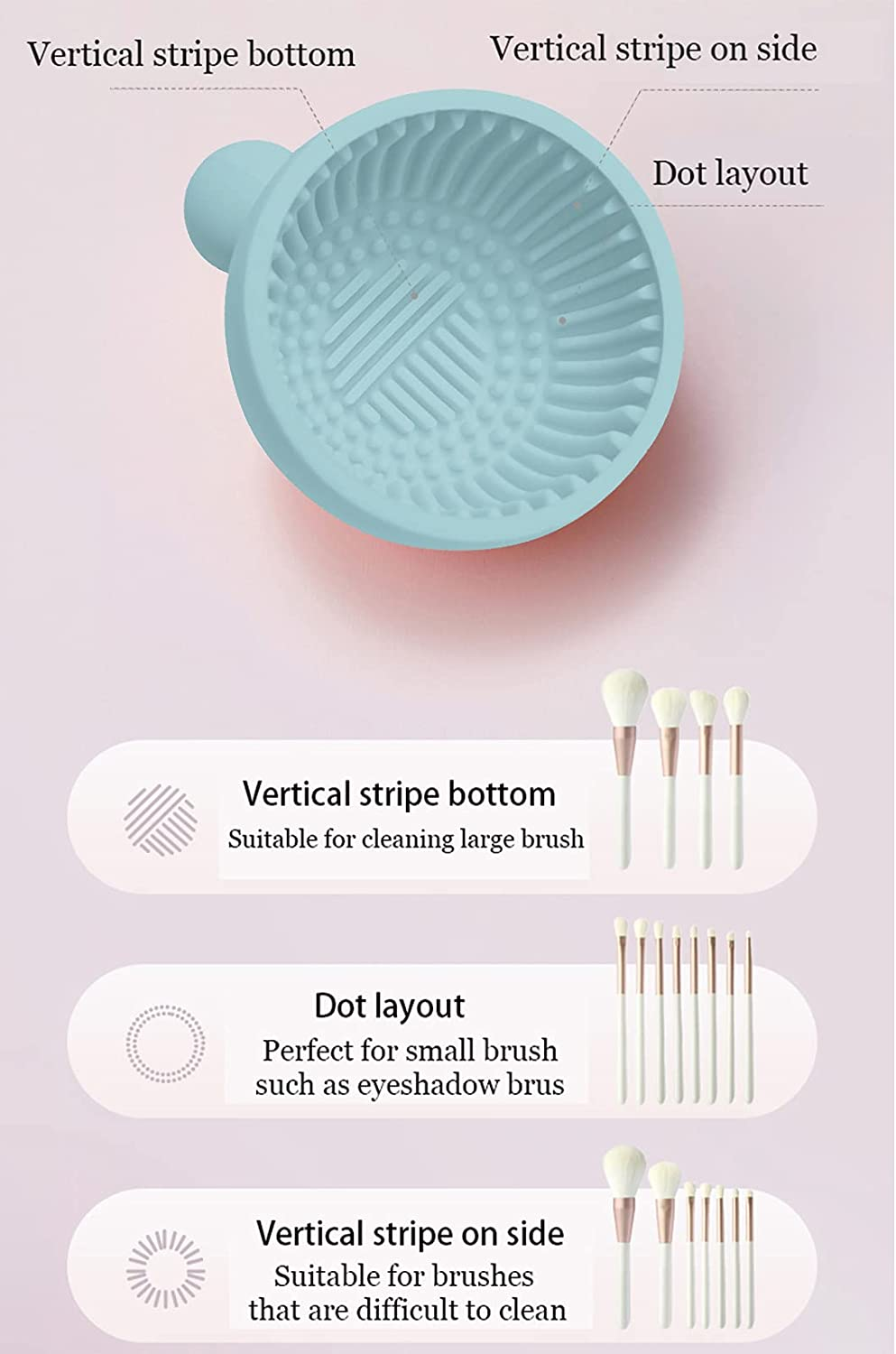 Makeup Brush Cleaner Mat，Silicone Make up Cleaning Brush Scrubber Bowl Portable Washing Tool Cosmetic Brush Cleaners for Gir，Easy Clean image number 2