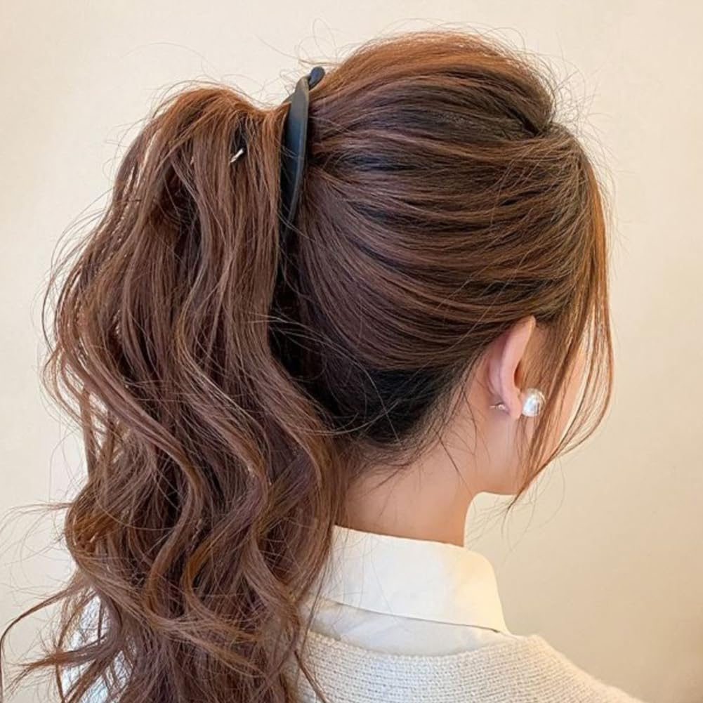 2Pcs Banana Hair Clips Pony Tail Hair Clips Fishtail Hair Clip Banana Clip Double Comb Long Hair Clips for Thick Curly Hair Accessories image number 3