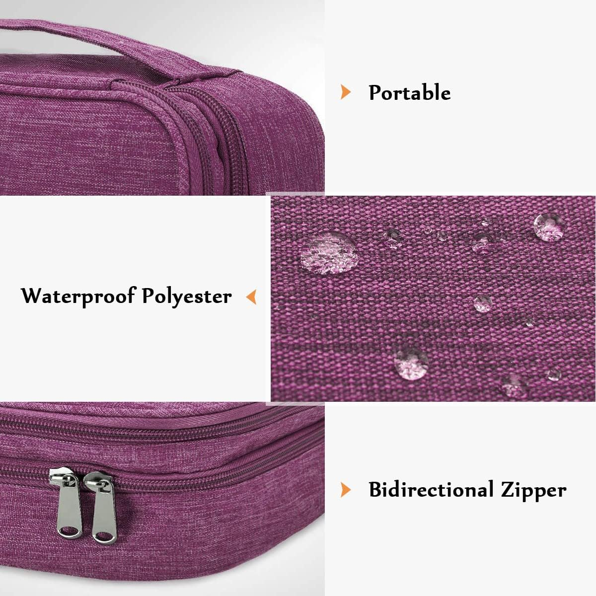 FORRICA Cable Bag Cable Organiser Bag Travel Case Electronic Accessories Bag 2 Layers Multiple Pockets for Mobile Phone Charging Power Bank USB Sticks SD Cards Purple image number 6