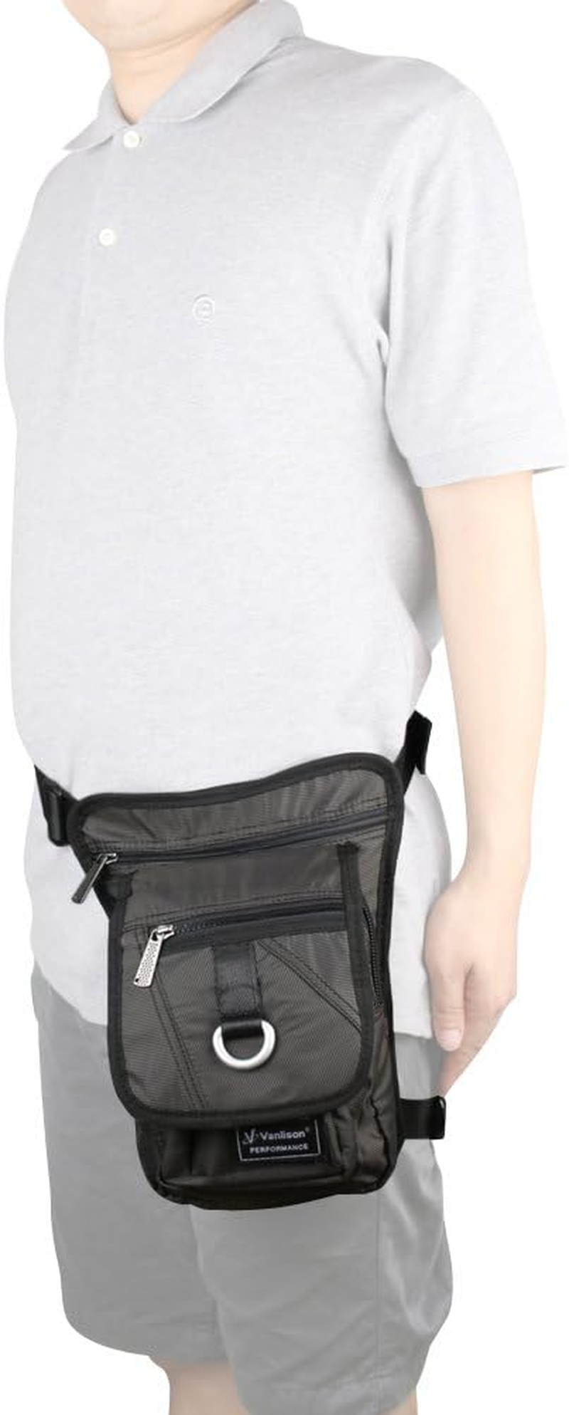 Vanlison Waterproof Airsoft Tactical Drop Leg Pouch Bag Panel Motorcycle Bag - A-Black image number 6