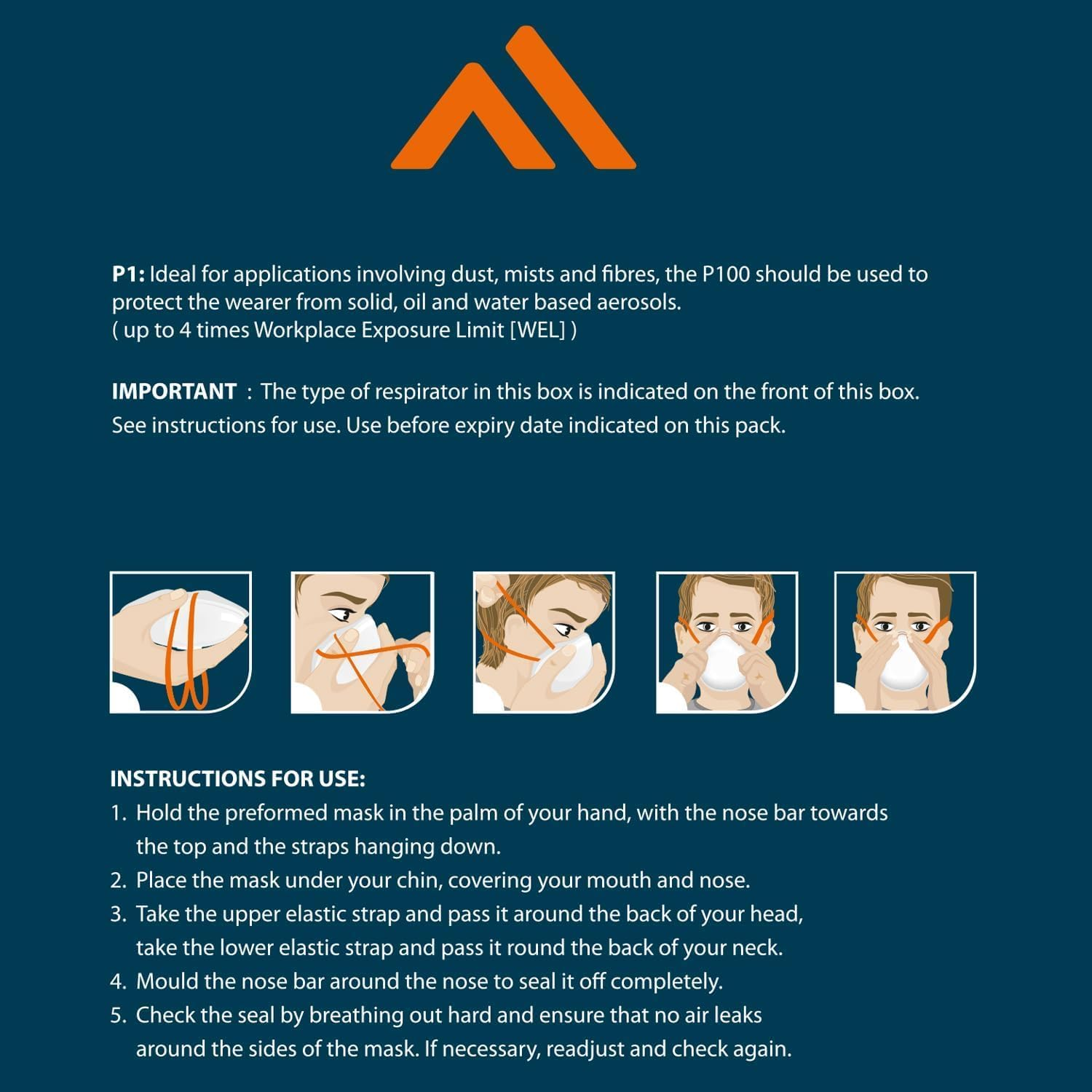 Portwest P100 Disposable FFP1 Respirator Face Mask (Pack of 20) White