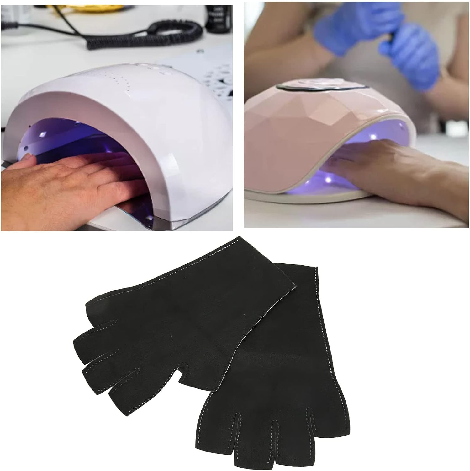 Anti UV Gloves, Breathable Fingerless Manicures Protection Gloves, Skin Friendly Elastic UV Gloves for Gel Nail Lamp, Hiking, Paddling, Driving, Canoeing, Kayaking image number 2