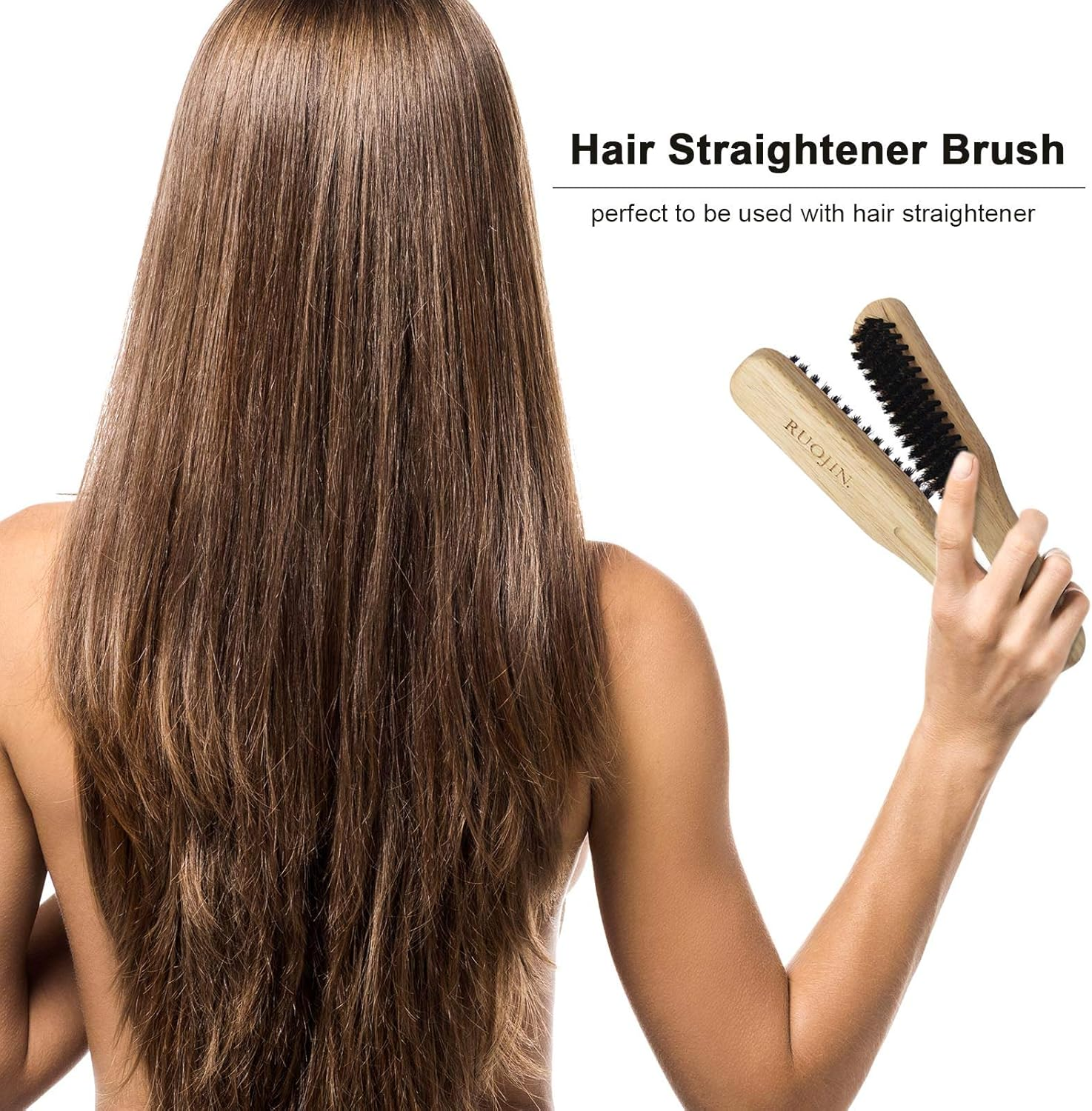H Straightener Wooden Brush S N Hairdressing S Ling Comb a I-Static Dual-Brush Comb image number 2