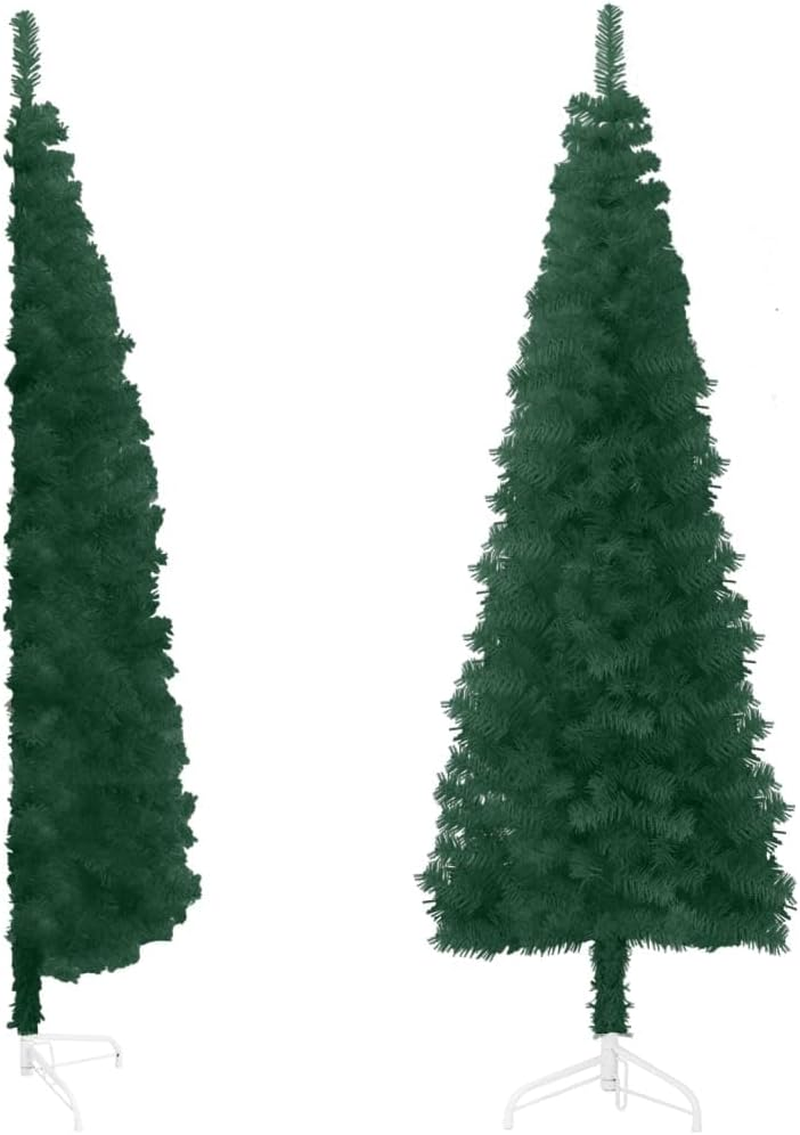 Christmas Tree, Xmas Tree Fake Tree Holiday Decoration Slim Artificial Half Christmas Tree with Stand Green 180 Cm image number 6