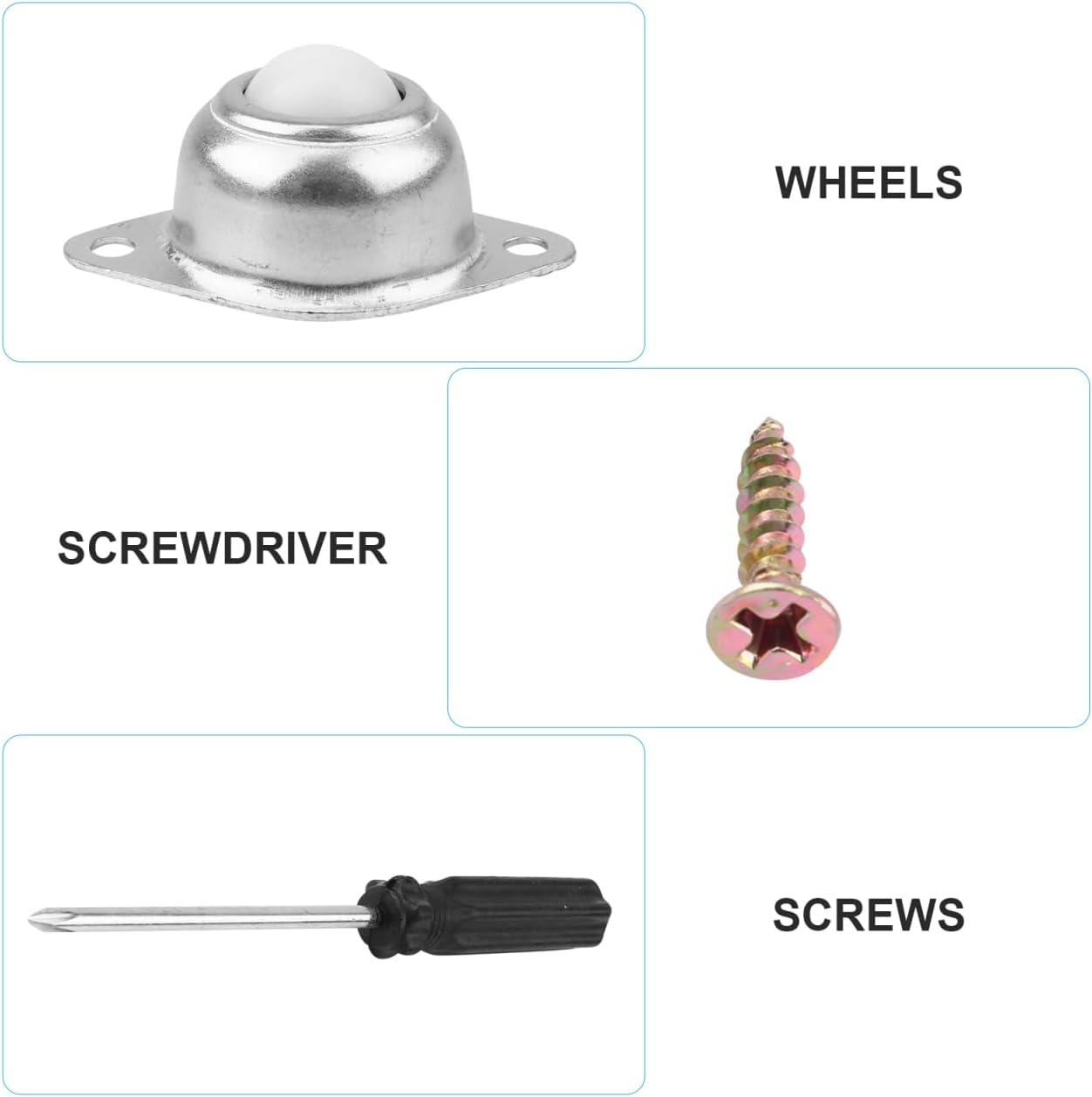 ULTECHNOVO Nylon Casters 7Pcs - 360 Swivel Ball Caster Wheels for Furniture Screw Mounted Wheels for Office and Home Use image number 2