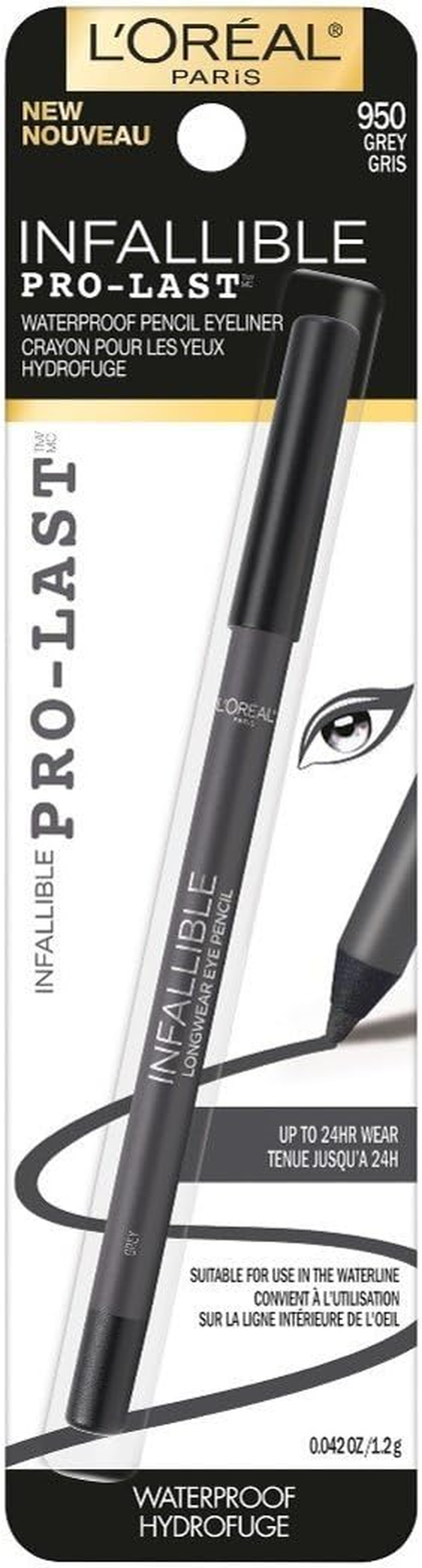 L'Oreal Paris Makeup Infallible Pro-Last Pencil Eyeliner, Waterproof and Smudge-Resistant, Glides on Easily to Create Any Look, Grey, 0.042 Oz. image number 4