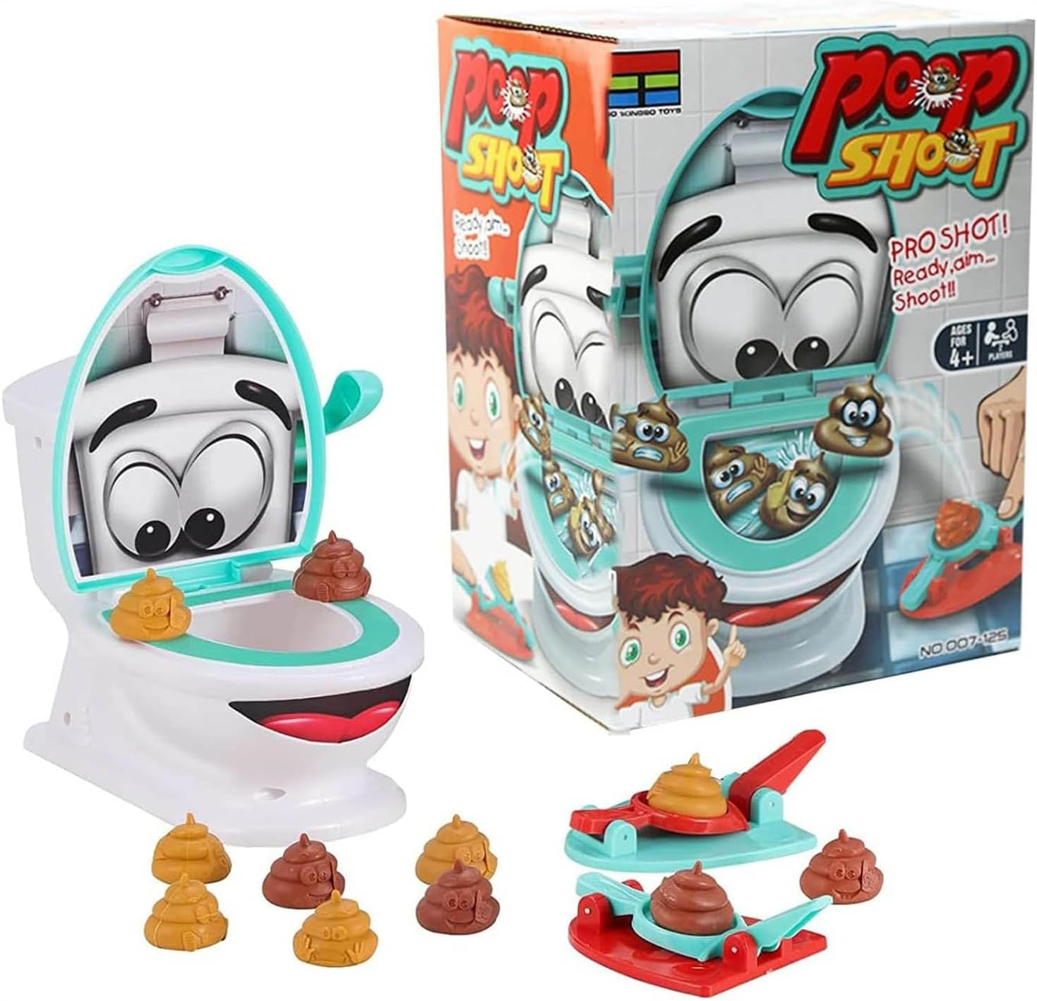 Poop Shoot Game Toy for Kids, Creative Toilet Poop Game Toys, Funny Family Game, Include 12 Poops, 2 Launchers and Sticker image number 2
