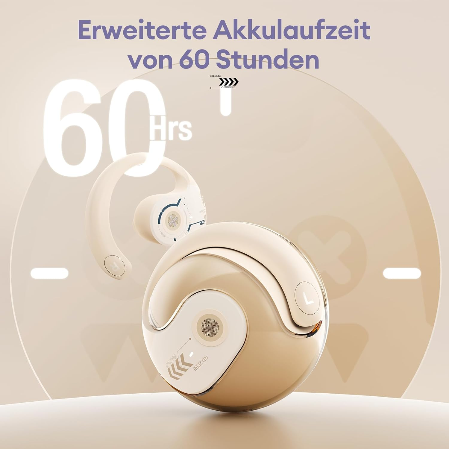 Zombies CAT Open Ear Headphones, Wireless Bluetooth 5.3 Headphones with Microphone for Clear Calls, Special Lanyard, IPX5, Waterproof Headphones for Sports Training, B7 White image number 2