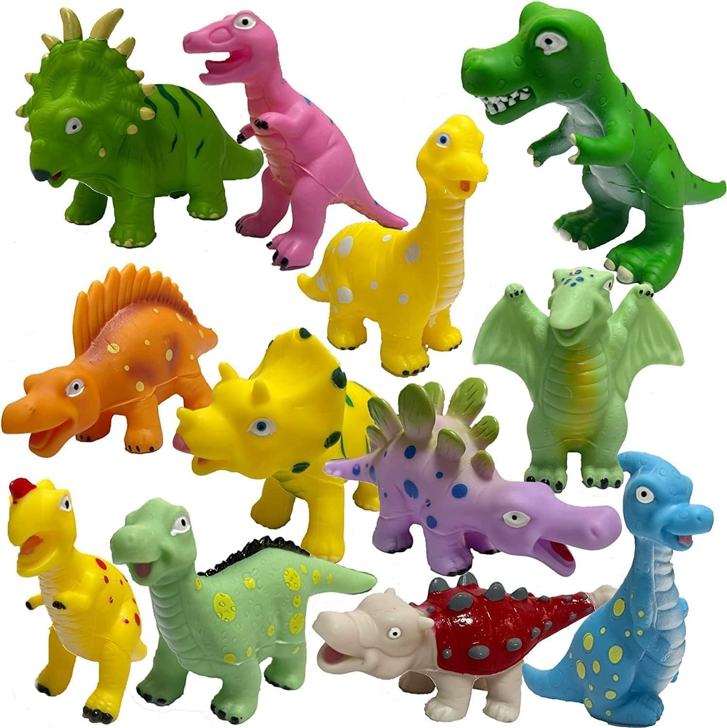 No Hole 12 PCS Dinosaur Bath Toys for Toddler Baby, Mold Free Kids Bathtub Pool Toys, Play at Every Places Toddler Dinosaur Toys, Gift Box