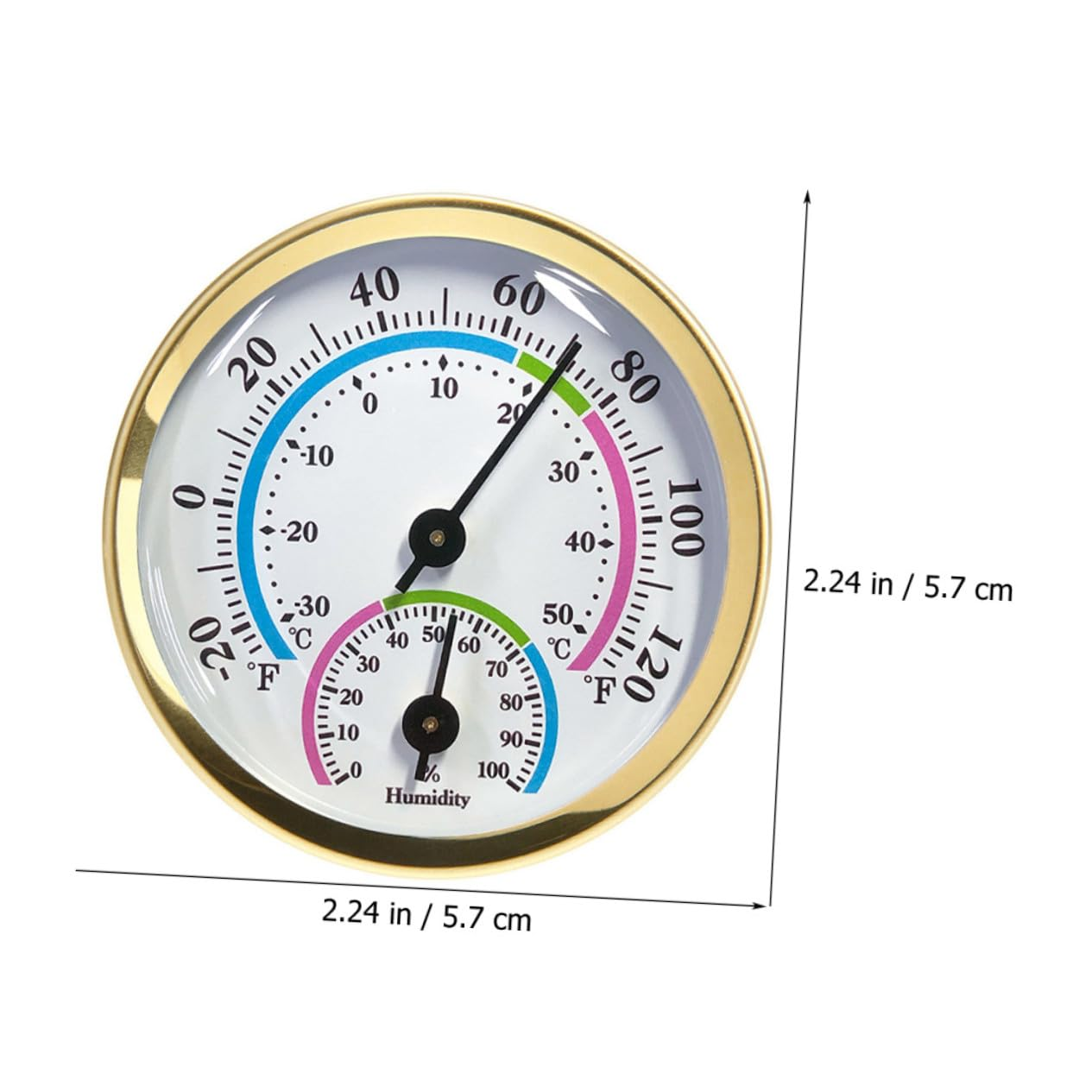 Balacoo 57Mm Mini Indoor Outdoor Thermometer Hygrometer Wall Temperature and Humidity Gauge No Battery Gold for Home and Office image number 5