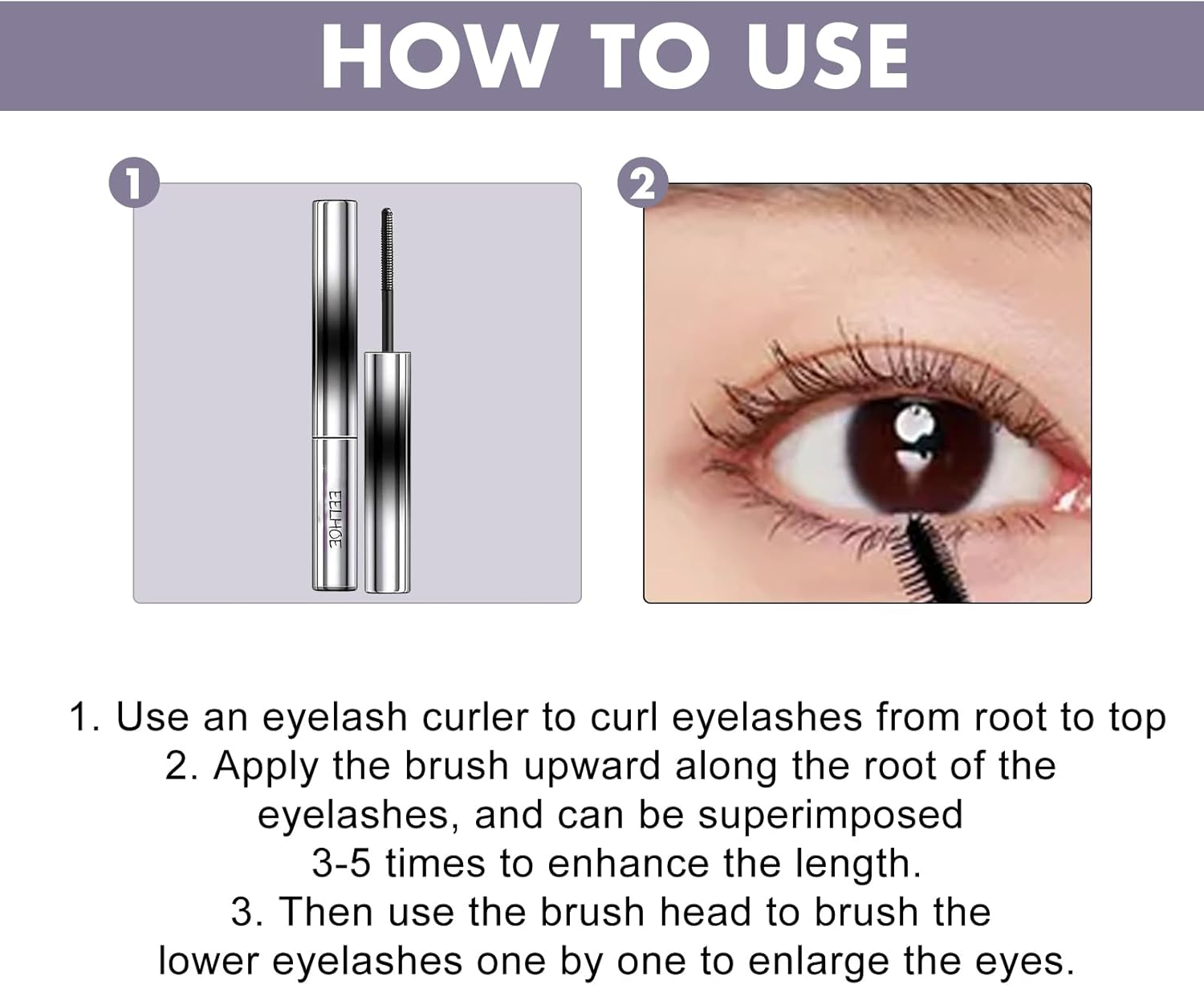 3D Curling Iron Wand Mascara, Metal Wand Mascaras, Iron Wands Rod Mascara,Smudge-Proof No Flaking, Create Thick, Clear Eyelashes,Waterproof Natural Long Lasting image number 2