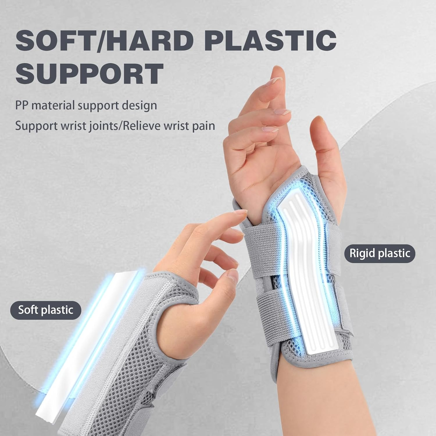 Carpal Tunnel Wrist Brace Adjustable Wrist Supports Brace with 2 Straps for Men and Women Breathable Wrist Support Splint for Pain Relief Tendonitis Arthritis Sprains image number 2