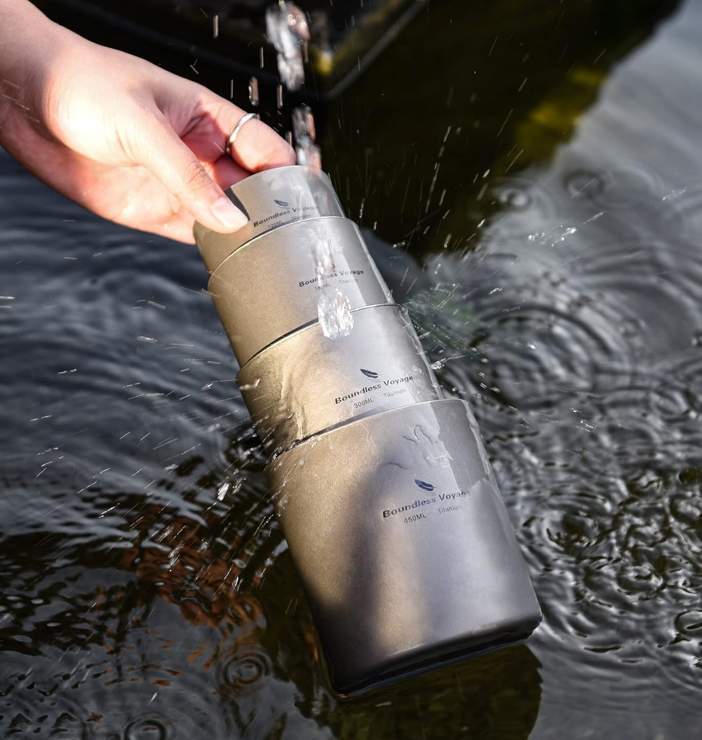 Boundless Voyage Double Walled Titanium Cup Insulated Outdoor Camping Mug Tableware 120Ml 180Ml 300Ml (Ti15152B (120Ml)) image number 2