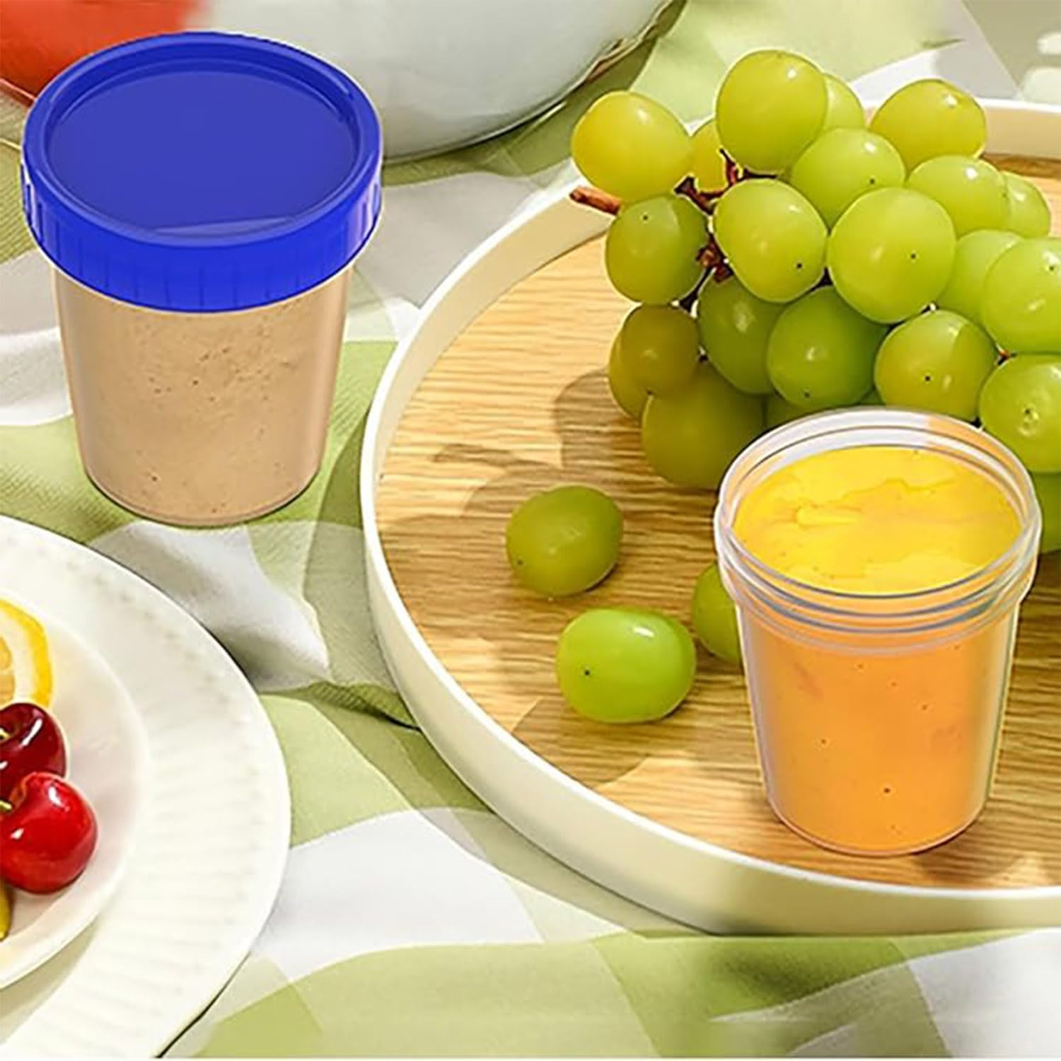 Roczential 10 Pack Salad Dressing Container, Small Containers with Lids, Leakproof Condiment Containers with Screw Lids, Reusable Stackable Plastic Dip Sauce Containers image number 6