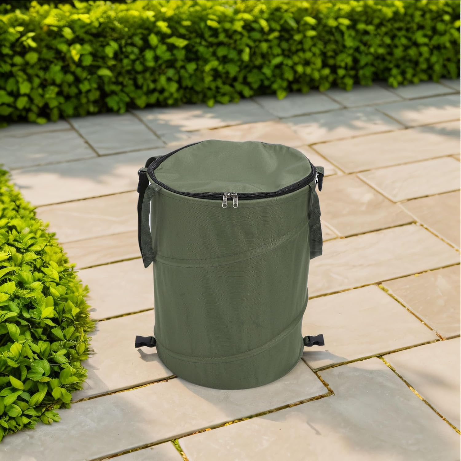 Collapsible Trash Can, Pop up Outdoor Garbage Can 600D Oxford Cloth Camping Trash Can Utility Container with Lid, Reusable Outdoor Trash Garden Yard Trash Bag for Camping, image number 1