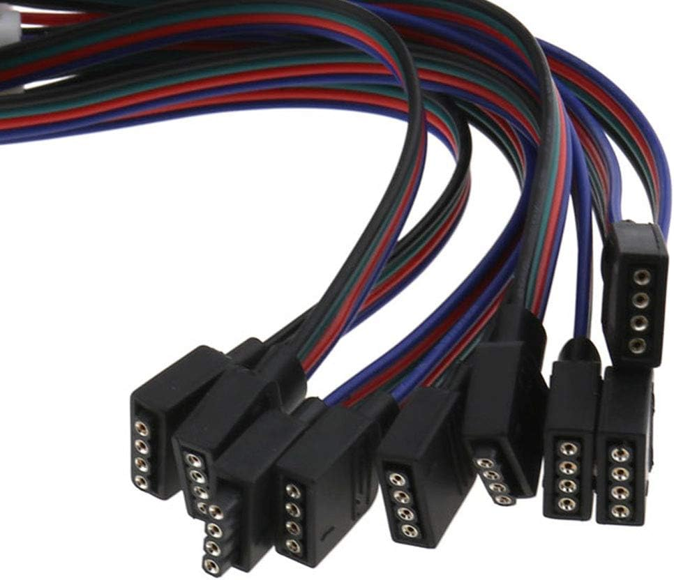 SING F LTD 10 Pcs 10Mm 4 Pin Male Female PCB Connector Cable for RGB 5050 3528 LED Strip image number 2