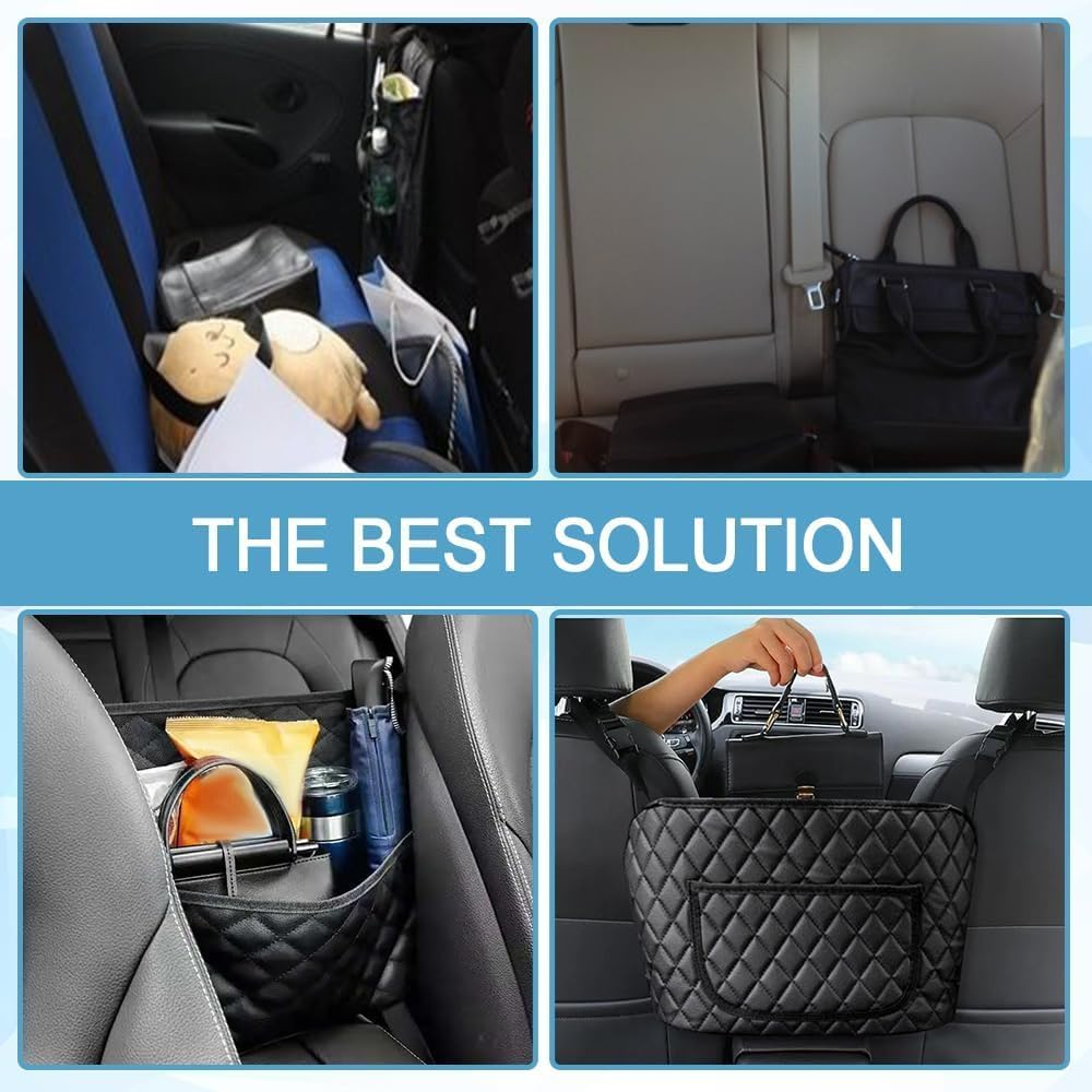 Car Handbag Holder Car Net Pocket PU Bag, 1Pc PU Leather Car Pocket Handbag Holder, Car Net Pocket Handbag Holder Car Seat Side Storage Bag, Car Net Pocket Handbag Holder, PU Leather Handbag Holder