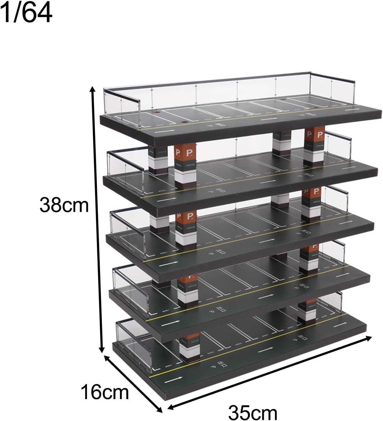 Perfeclan 5 Layers Parking Lot Model Scene Wooden Car Garage Toys Display Case Showcase for 1/64 Scale Model Cars Trucks image number 6