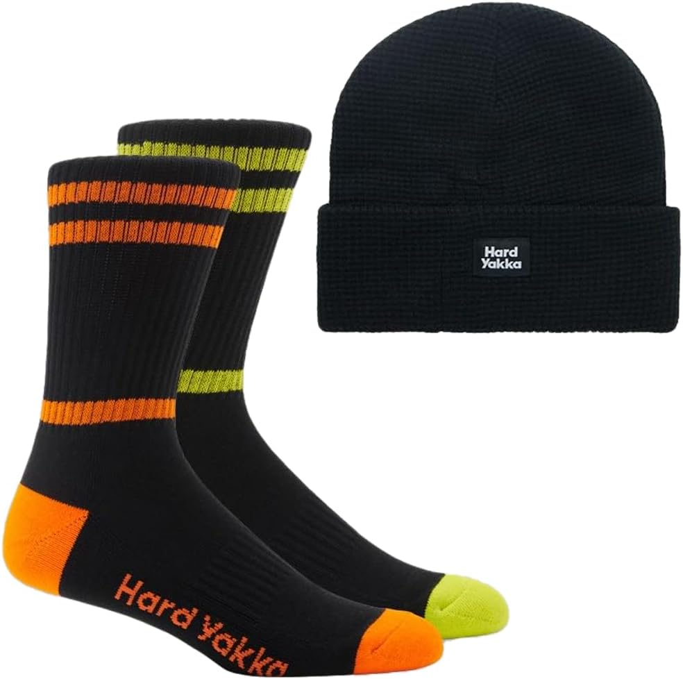 Hard Yakka Unisex Adult'S 3056 Sock (2 Pack) and Beanie Bundle