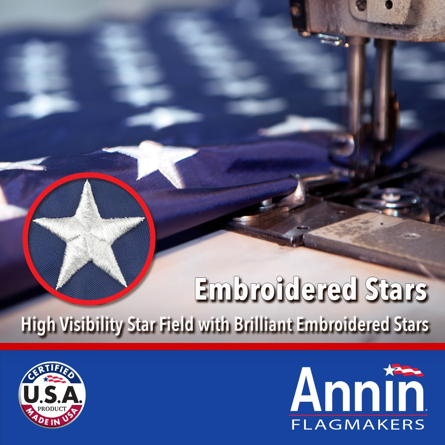 Annin Flagmakers Model 2460 American Flag All-Weather Nylon Solarguard Nyl-Glo, 3 X 5 Feet