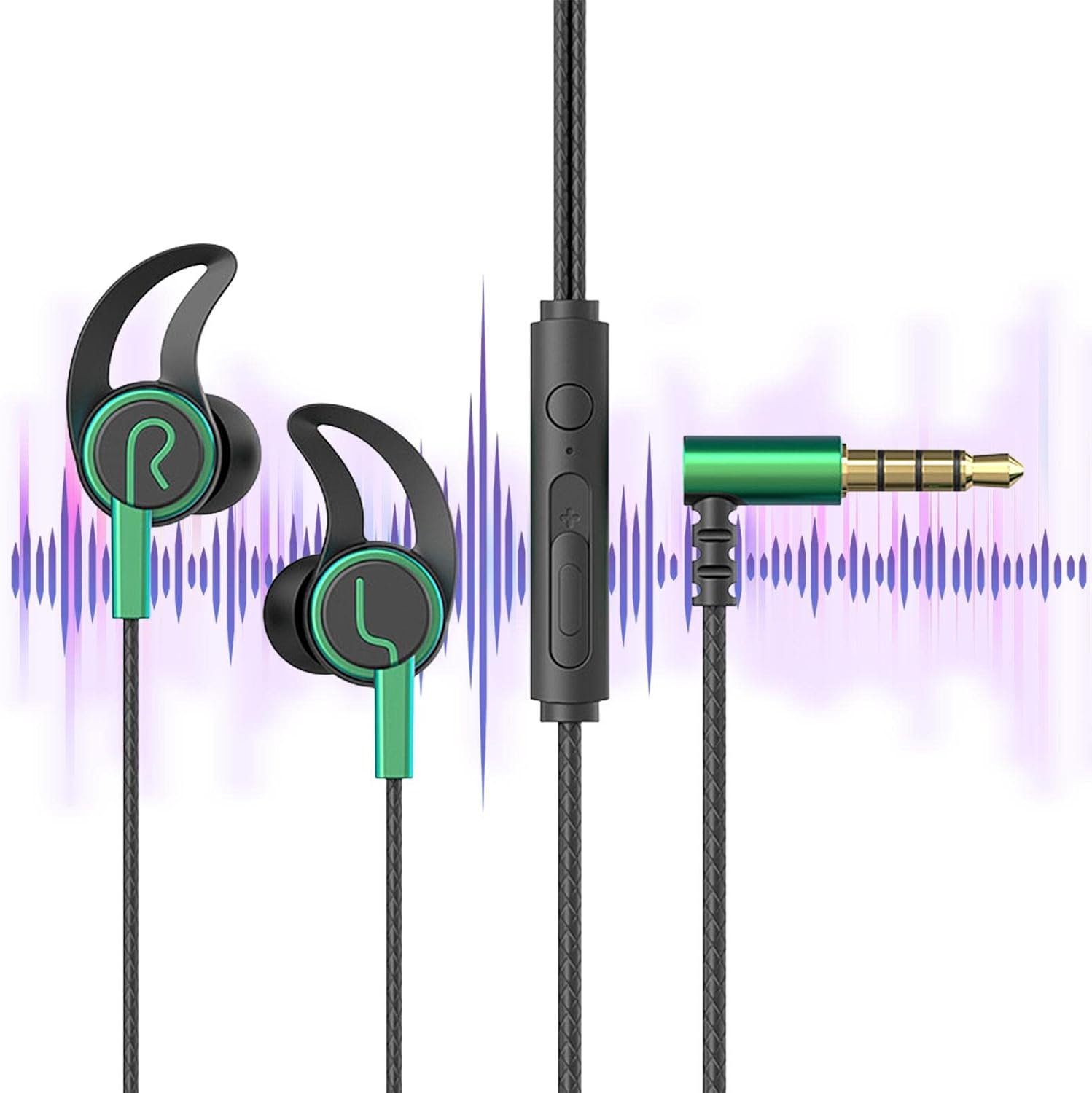 In Ear Game Headset, In-Ear Wired Game Ear Buds with Detachable Dual Microphone, Noise Reduction Mobile Game 3.5MM Jack