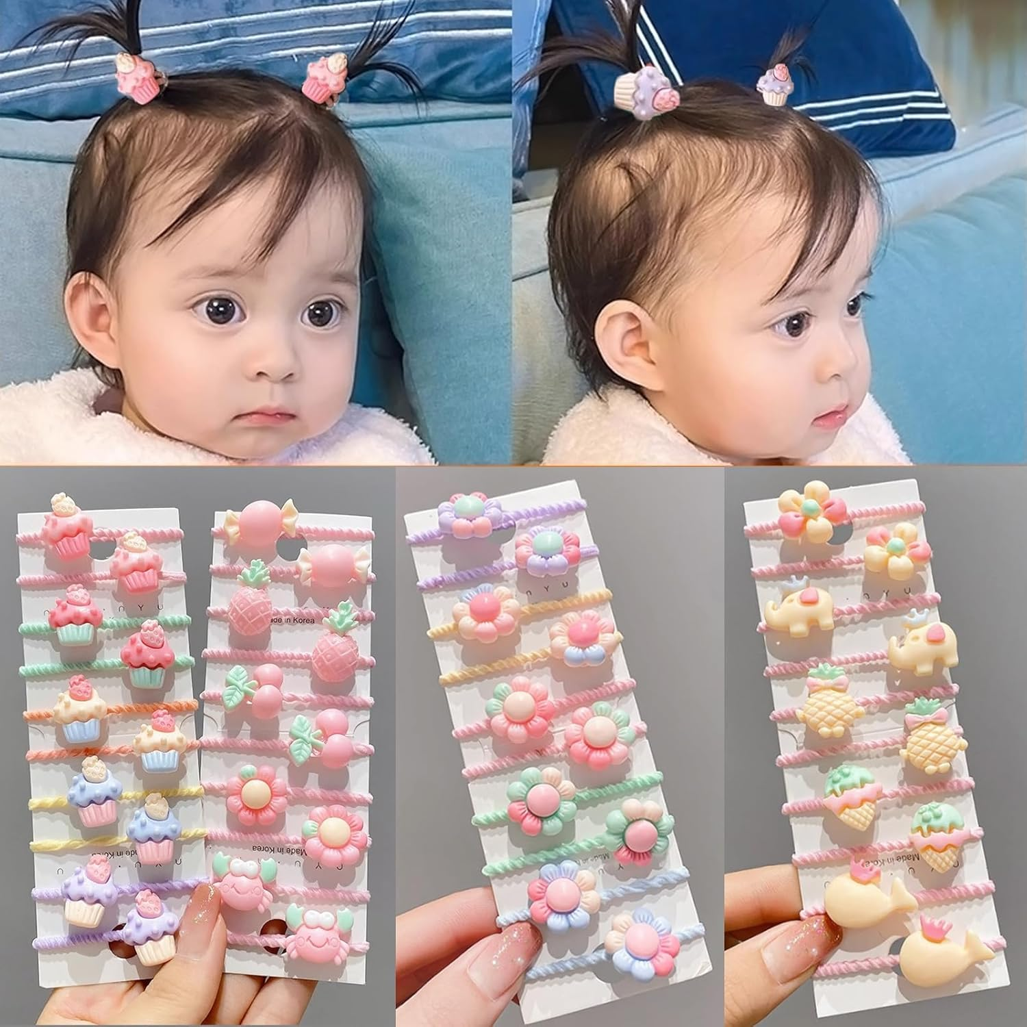 DHWEKU Hair Bobbles for Women and Girls, Cotton Bands, Ponytail Holder for Thick Hair and Curly Hair, 40 Pieces image number 1