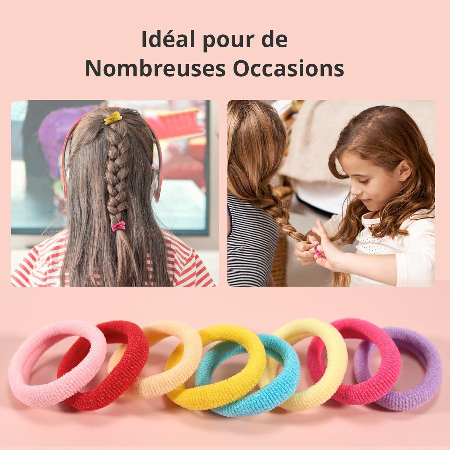 Pack of 200 Colourful and Black Elastic Hair Bands for Women, Girls and Children
