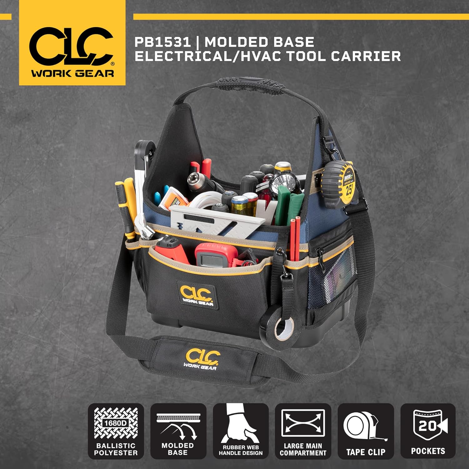 CLC Work Gear PB1531 13" Molded Base Electrical/Hvac Tool Carrier image number 3