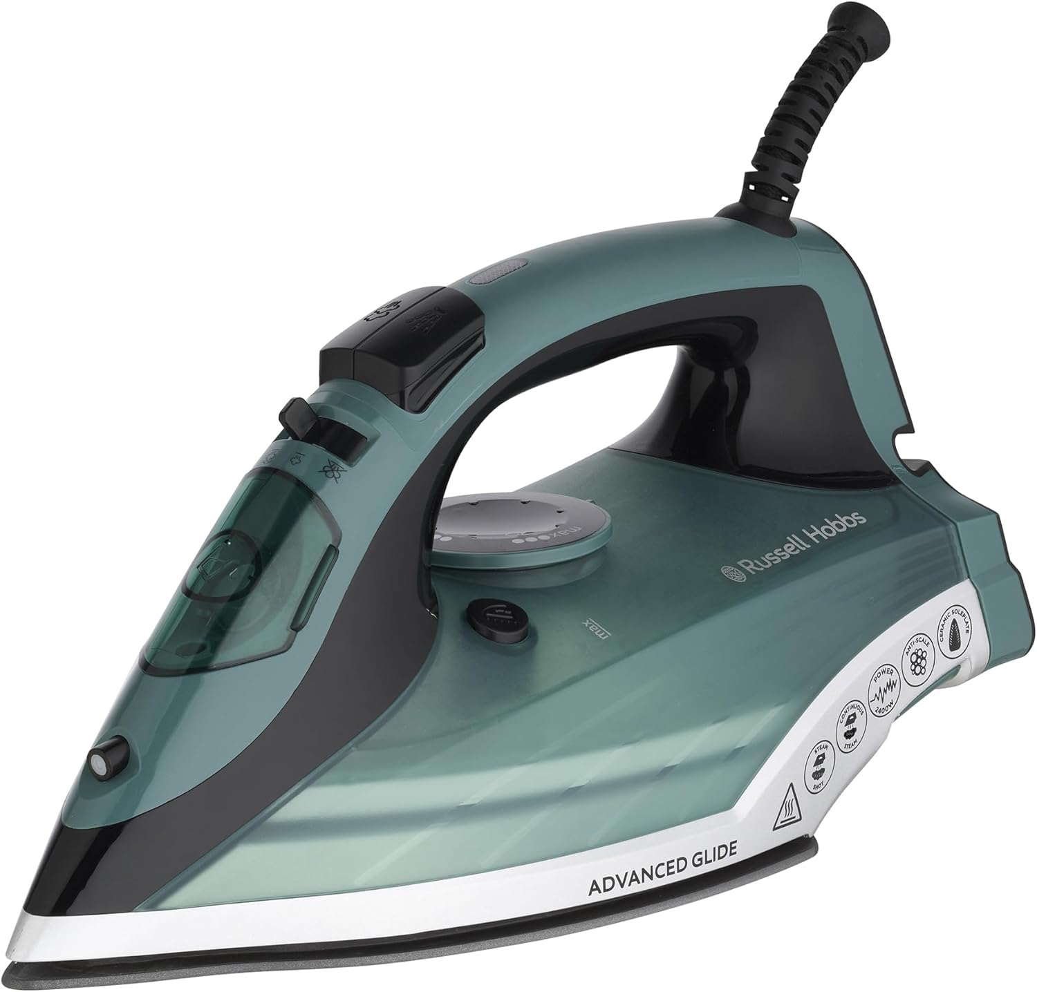 Russell Hobbs Advanced Glide Iron, RHC280, Non- Stick Ceramic Soleplate, Continuous Steam, Self Clean & De-Scale Functions, Durable, Green image number 1