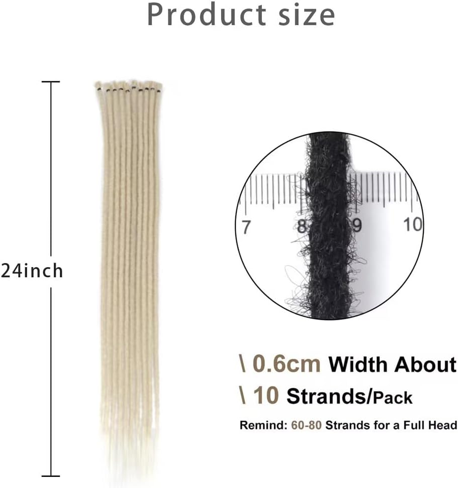 24 Inch Dreadlocks Extensions, Synthetic Hair for Braiding, 15 Strands Handmade Synthetic Wig Dreadlocks, Reggae Crochet Braided Dread Extensions, Hair Extensions for Women image number 3