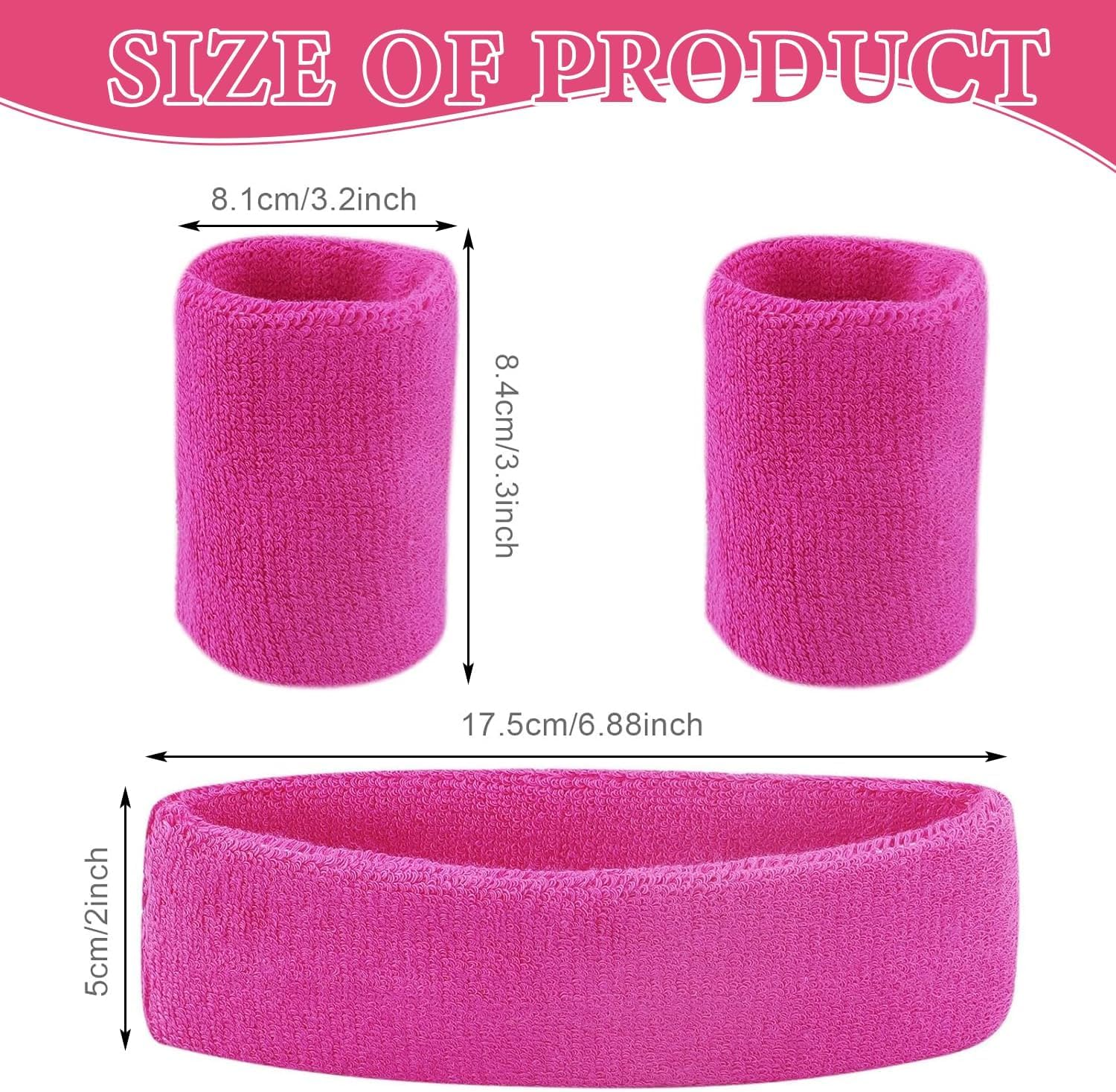 3 Pcs Pink Sweatbands Set - Sports Headband and Wristbands for Women, Soft and Absorbent, Ideal for Running, Tennis, Gym, and Fitness Activities image number 3