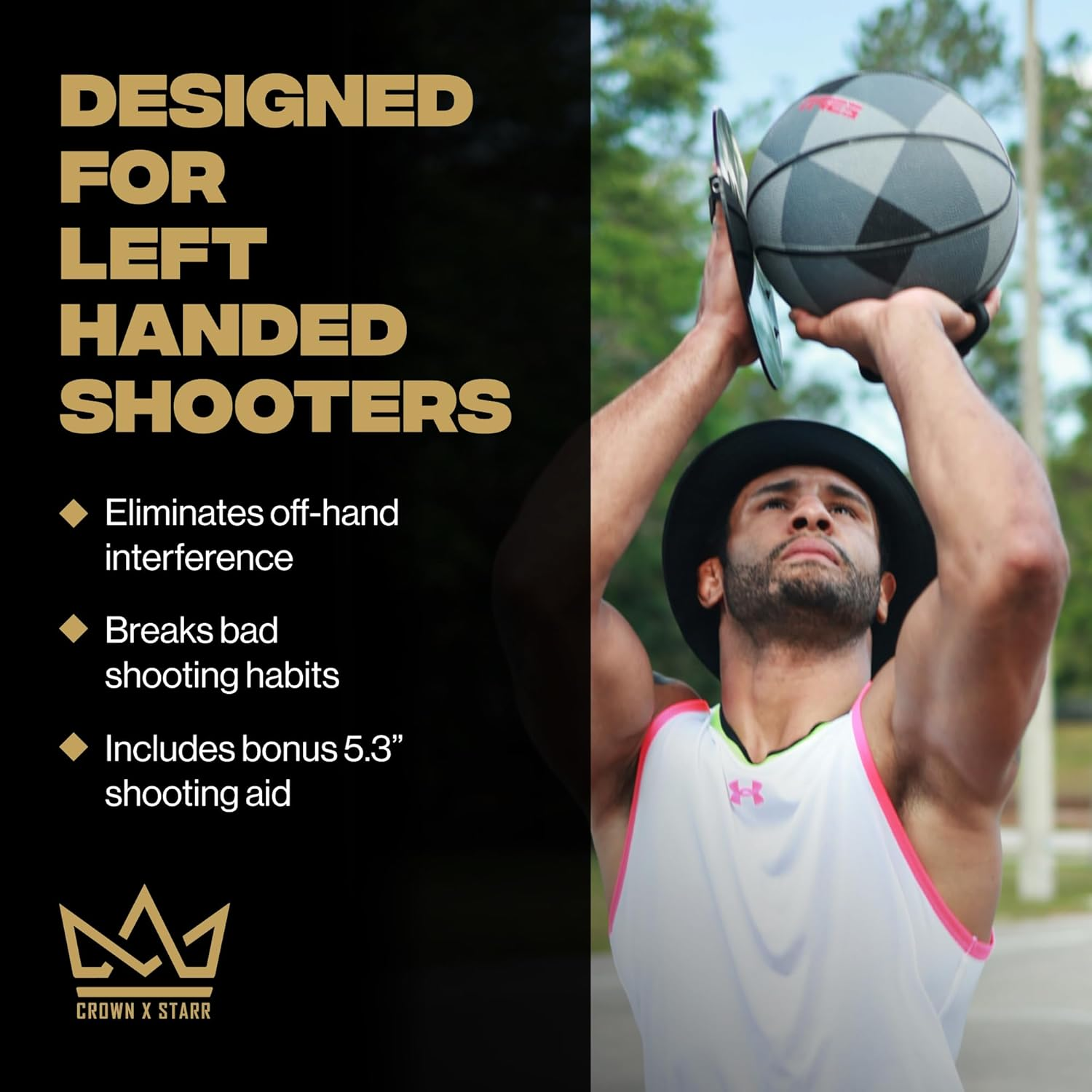 Crown X Starr Basketball Shooting off Hand Trainer - for Left Handed Shooters, Eliminate off Hand Interference - with Bonus 5.3" Shooting Aid image number 2
