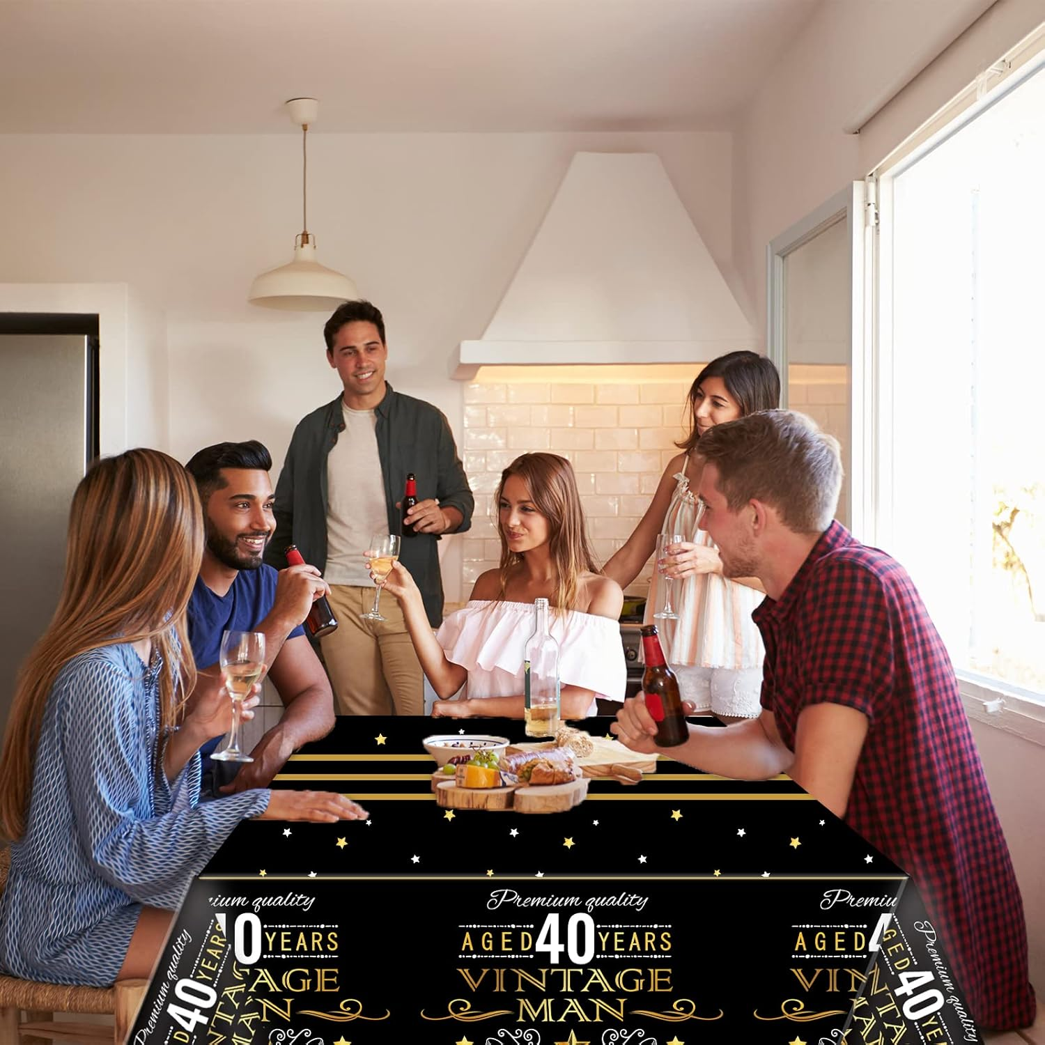 Gisgfim 3Pcs Vintage 40Th Tablecloth Table Cloth Party Supplies Back in 1983 Birthday Plastic Cover Cheers to 40 Years Decorations for Black Gold Outdoor Indoor 105 X 54 Inch image number 3