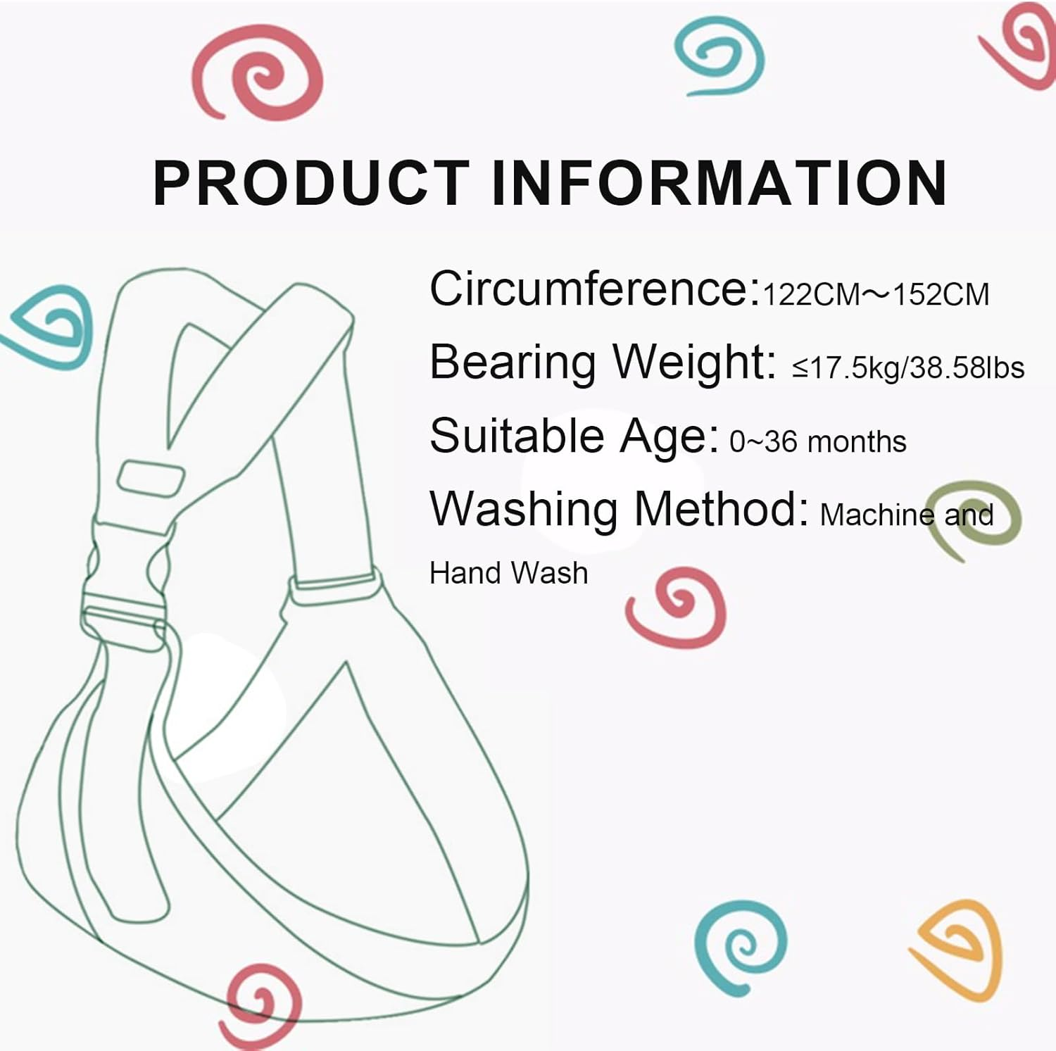Zurligi Baby Carrier Toddler Sling Multifunction Ergonomic, Non-Slip Side Kid Holder Chest Wrap, Adjustable Size Breathable Sling Carrier for Outdoor Travel Nursing image number 3