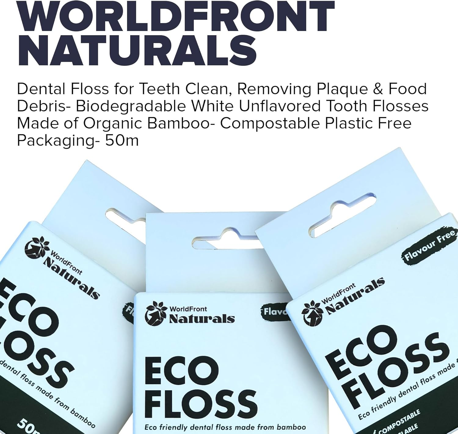 Naturals Dental Floss for Teeth Clean, Removing Plaque & Food Debris - Biodegradable White Unflavored Tooth Flosses Made of Organic Bamboo - Compostable Plastic Free Packaging - 50M image number 5