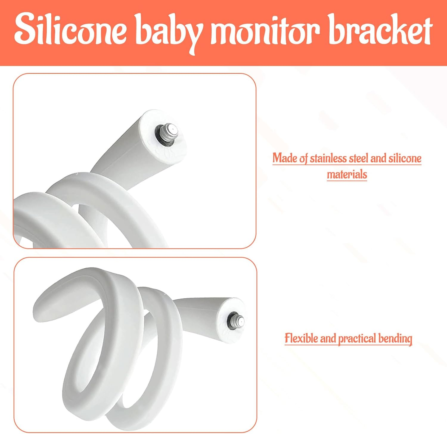 Baby Monitor Stand, 1 Psc Baby Monitor Holder, Baby Monitor Mount No Drilling, Compatible with Infant Optics DXR-8 Pro, Hello Baby Monitor Mount, Nanit, Universal Baby Camera Holder, Flexible image number 3
