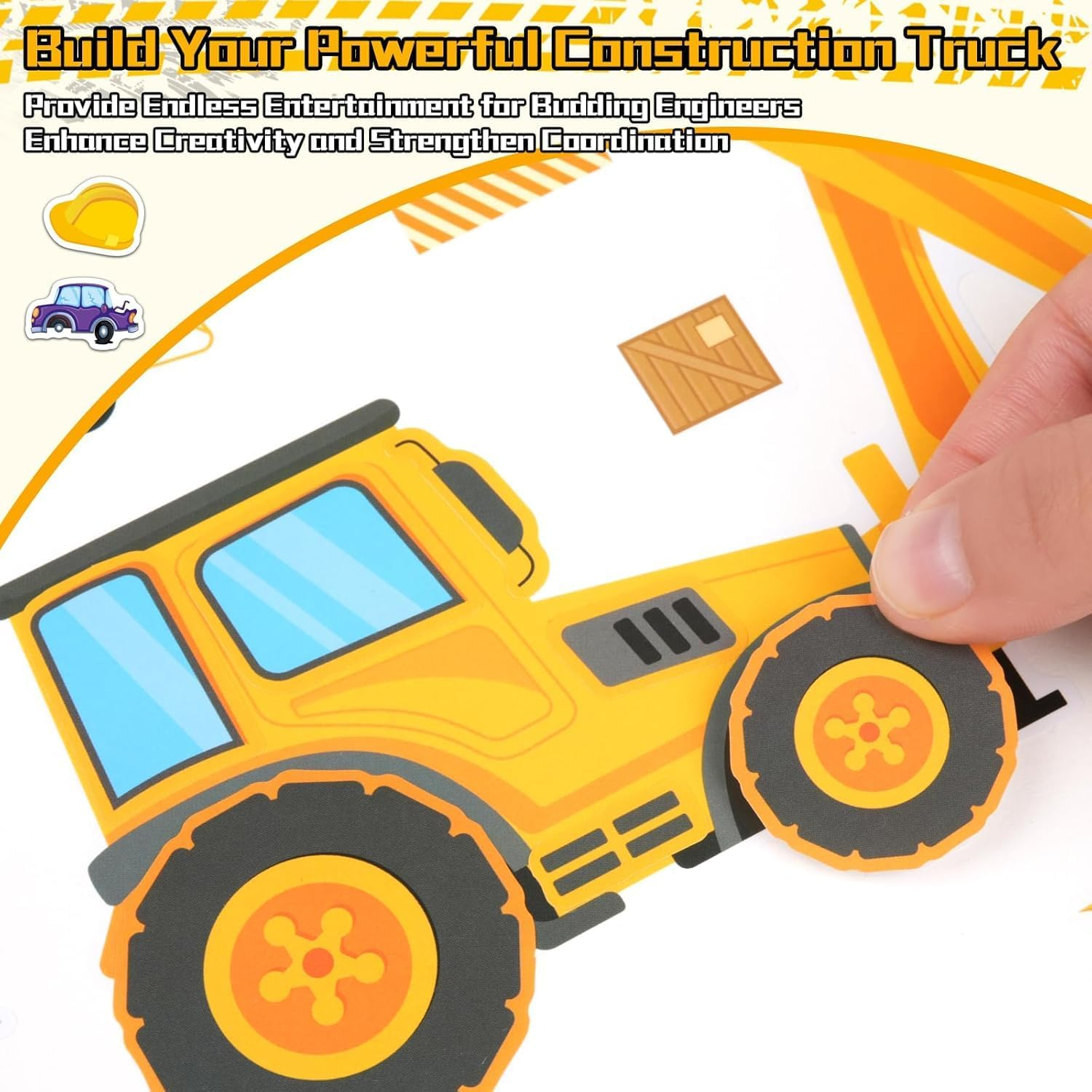 Chengruiy 24 Sheets Construction Truck Stickers for Kids, DIY Educational Crafts, Create Custom Vehicles, Car Themed Favors, STEM Learning Toys for Toddlers Creative Play Activity Kits