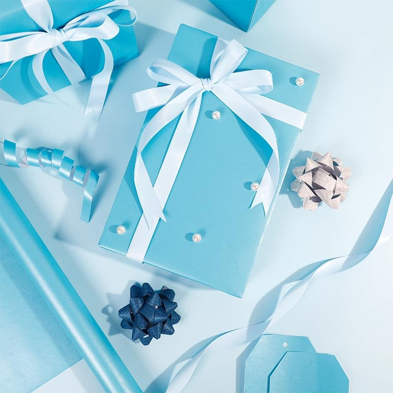 Matte Wrapping Paper,Solid Color Pearly-Lustre Paper,Gift Wrapping Paper,Perfect for Wedding,Valentine'S Day,Birthday, Christmas,Baby Shower,Diy Bouquet 43Cm X10M (Blue) image number 4