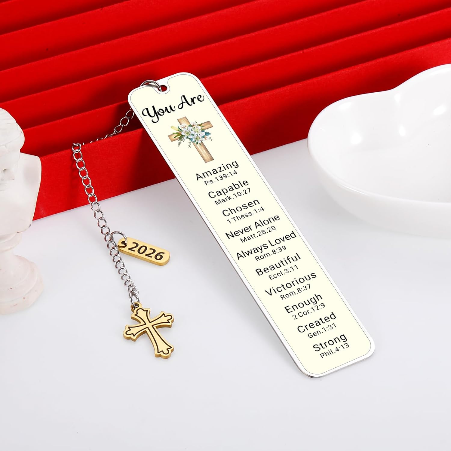 Baptism Gifts for Girls Boys Chritsian Bookmark First Communion Christening Gifts for Goddaughter Godson Godchild Baby Shower Adult Baptism Gifts for Women Men Friends Catholic Religious Bookmarks image number 2