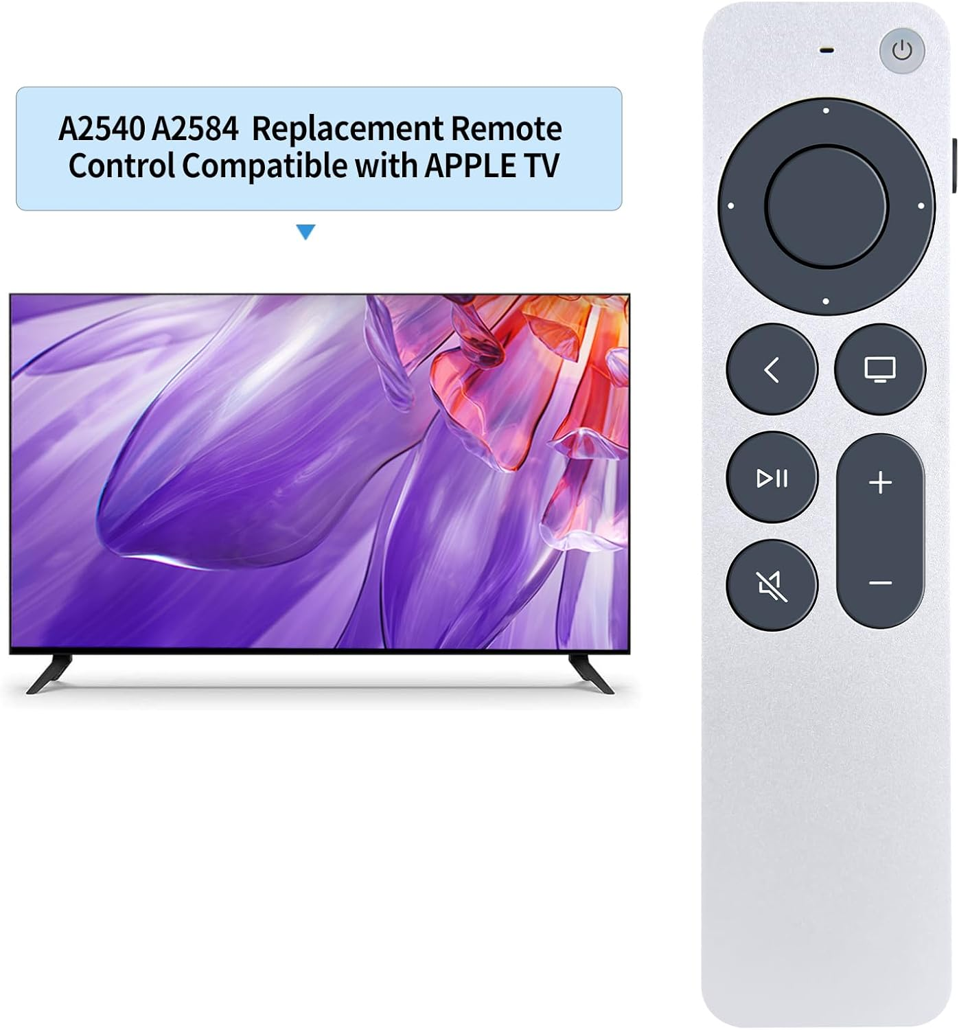 PZL New Universal Replace Remote Control for Apple TV 4K/Box Gen 1 2 3 4/HD A2540 A2584 A1469 A1378 A1218 A2843 A2737 A2169 A1842 A1625 A1427 MA711/MC572/MD199/MGY52/MLNC2(NO Siri and Voice) image number 4