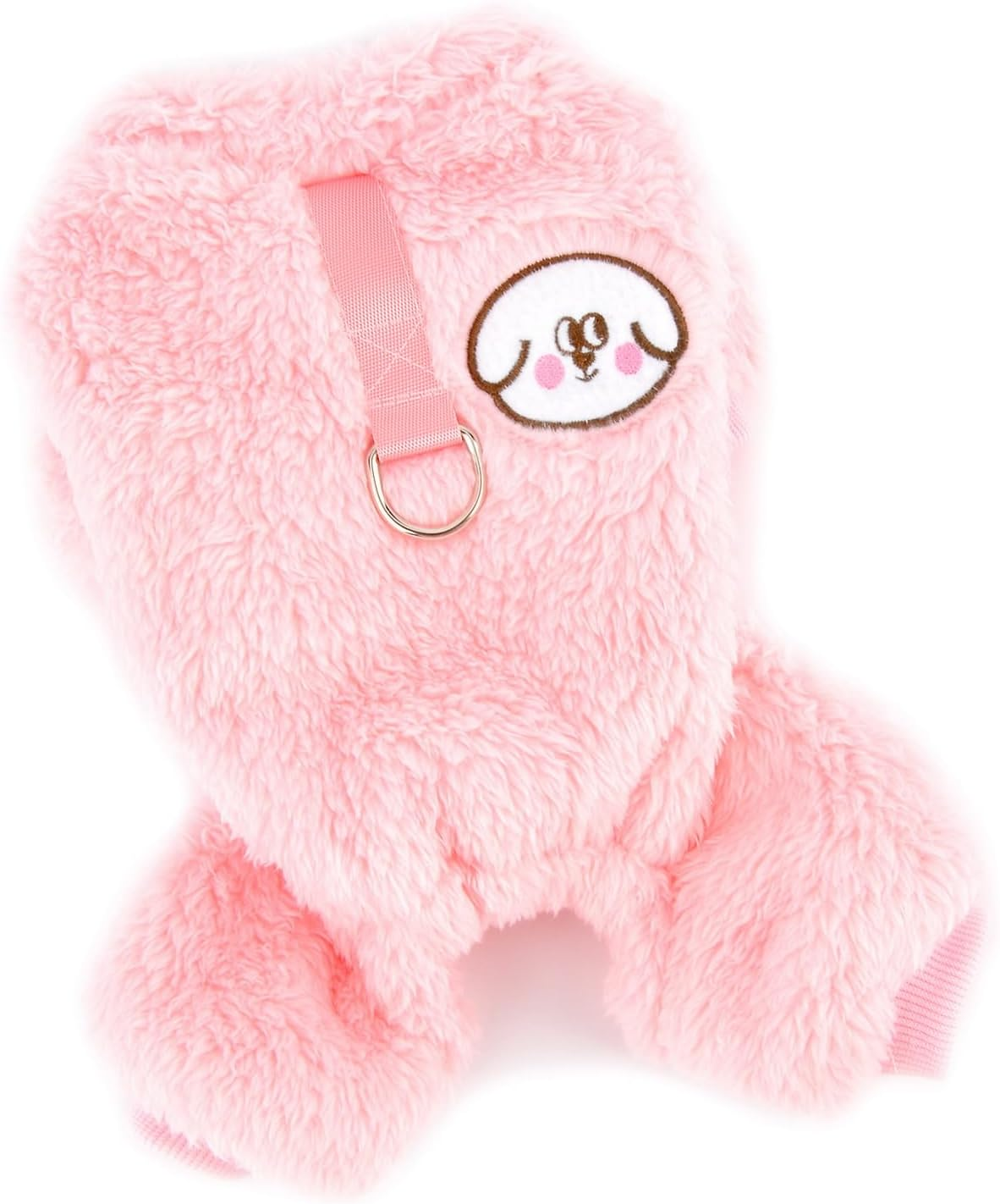 PAIDEFUL Fleece Pajamas for Small Dogs, Soft Onesie with 4 Legs, Solid Puppy Jumper, Sweater, Pet Outfits, Warm Dog Coat, Autumn/Winter Coat, Cat Costume, D-Ring, Pink