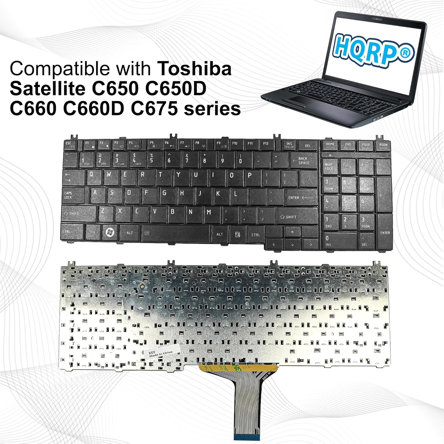 HQRP Keyboard for Toshiba Satellite L750-ST6N01 / L755D-S5104 / L755D-S5150 / L755D-S5160 / L755D-S5162 / L755D-S5164 Notebook + HQRP Coaster image number 6