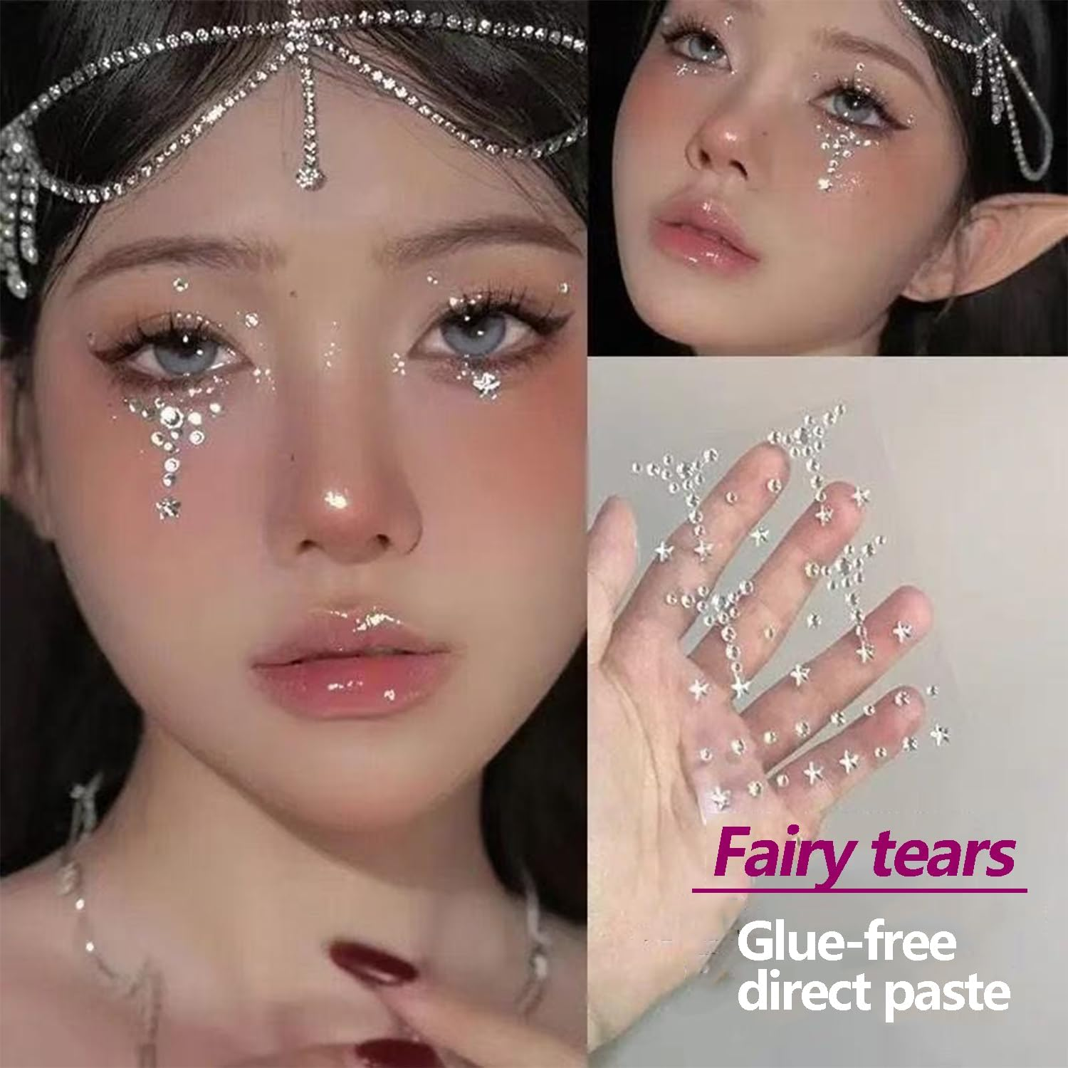 Taicols Face Gems Hair Jewels, Self-Adhesive Eye Rhinestones DIY Stick-On, Body Crystals Pearls for Makeup, Crafts, Self-Adhesive Rhinestones & Pearls Kit, Body Jewels for Cosplay/Festival DIY Makeup image number 3