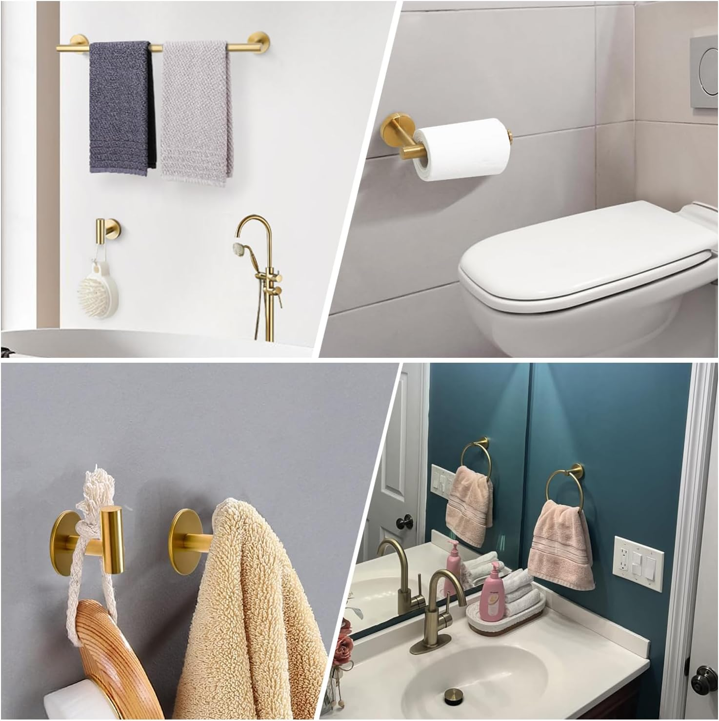 Outdoorpal 5-Piece Bathroom Hardware Set in Brushed Dark Gold - 23.6 Inch Towel Bar & Rack Set, Crafted from Durable SUS304 Stainless Steel image number 3