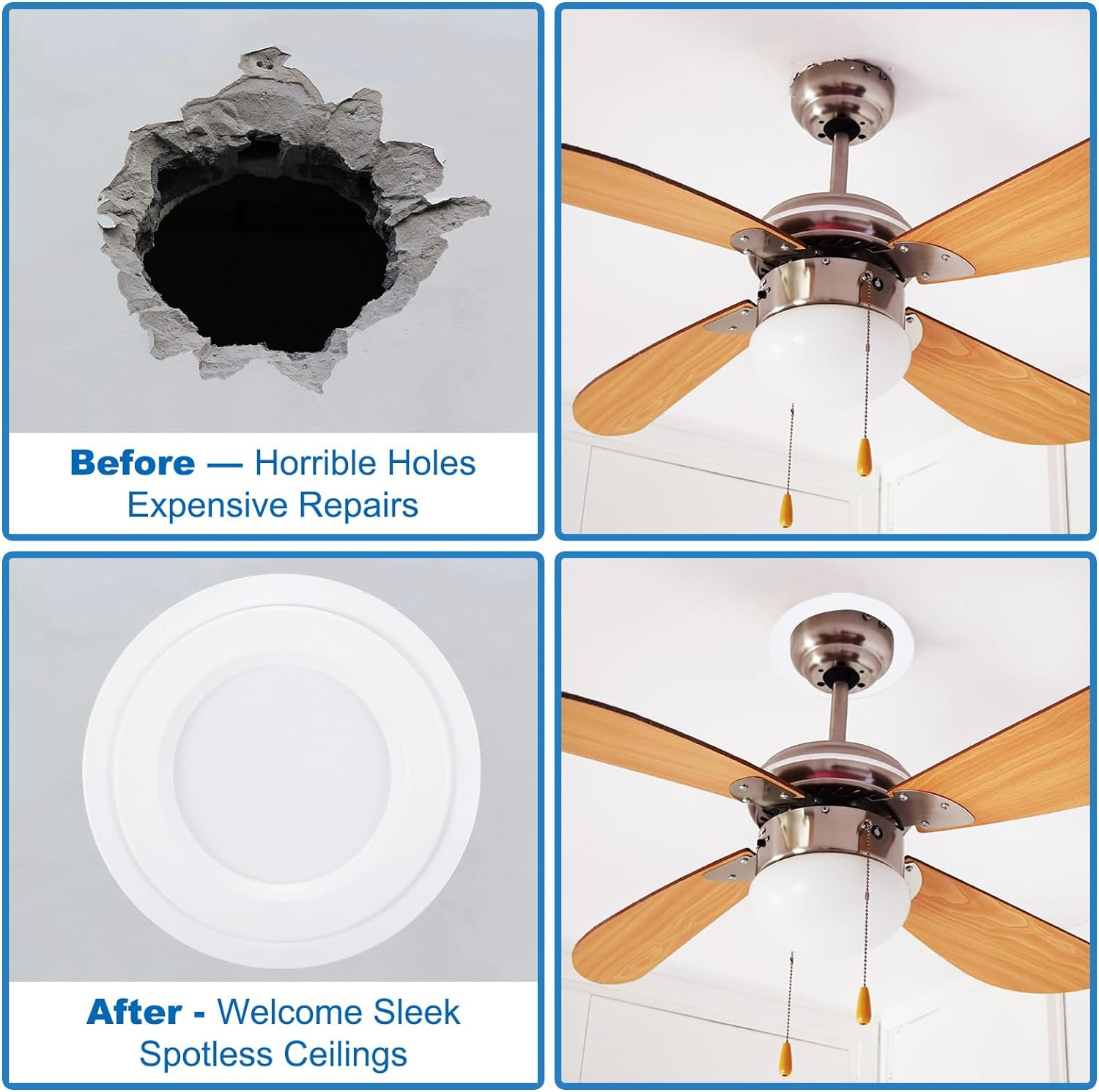 Uxcell Goof Rings Inner Diameter 3.39", Outer Diameter 4.72", 8 Pcs Metal Goof Rings Cover Recessed Light Trim for Ceiling Wall Fixtures Can Lighting down Light LED, Matte Finish White image number 4